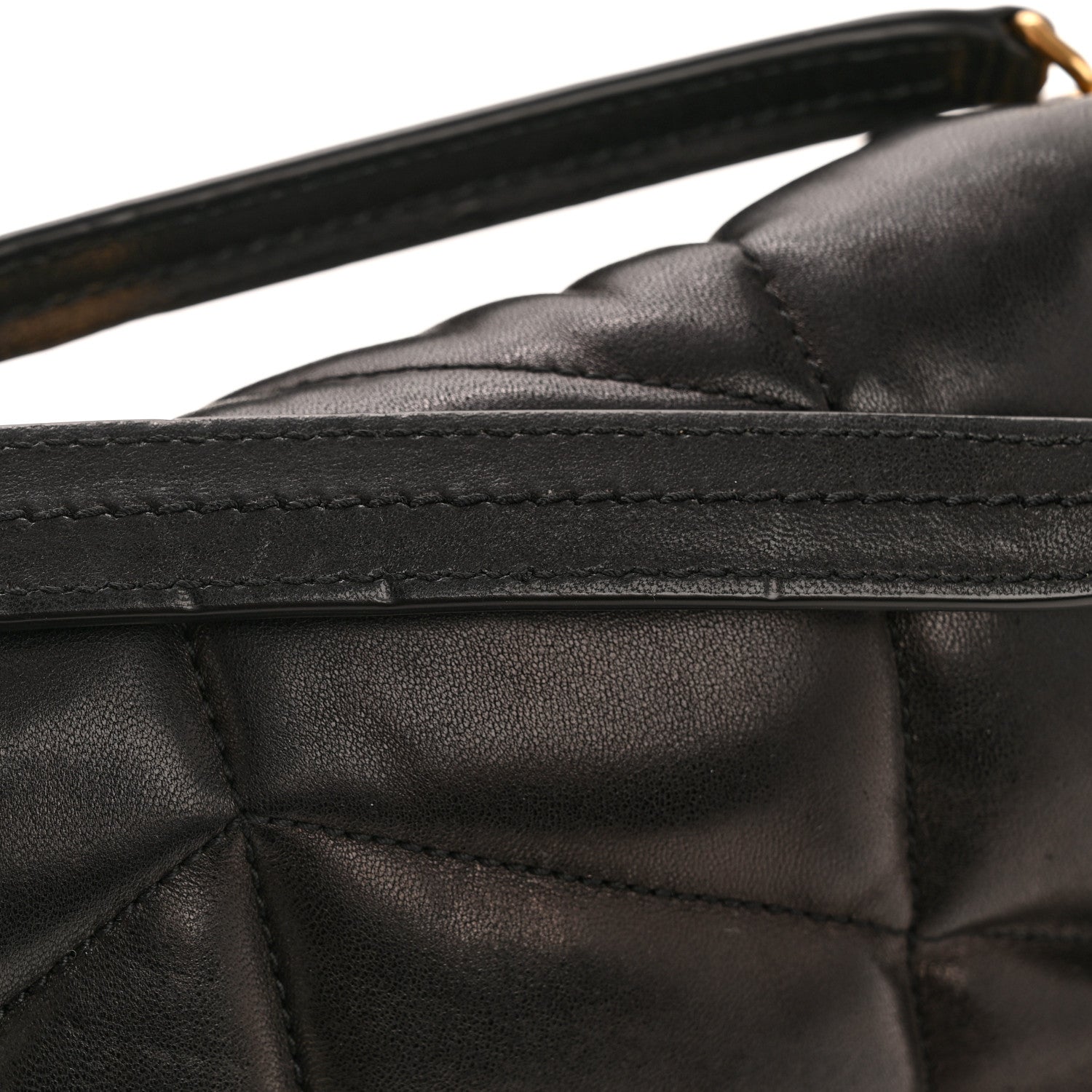 Lambskin Quilted Small Loulou Puffer Monogram Chain Satchel Black