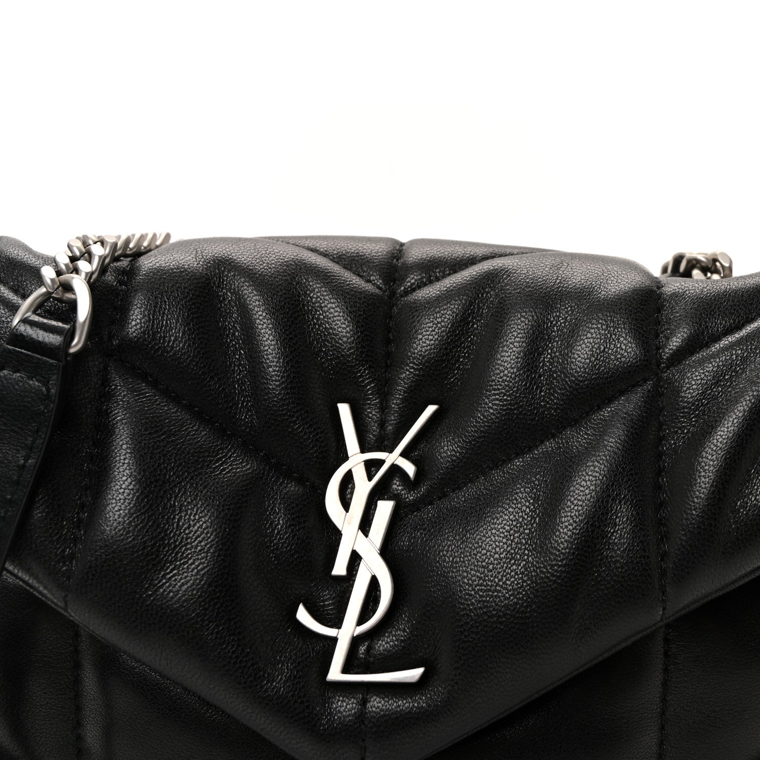 Lambskin Quilted Toy Loulou Puffer Monogram Chain Satchel Black