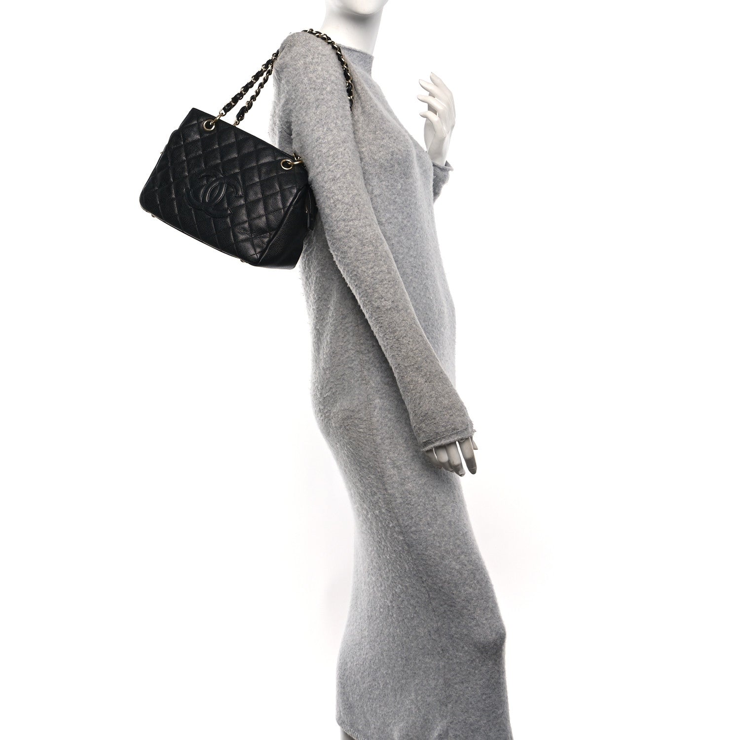 Caviar Quilted Petit Timeless Tote PTT Black