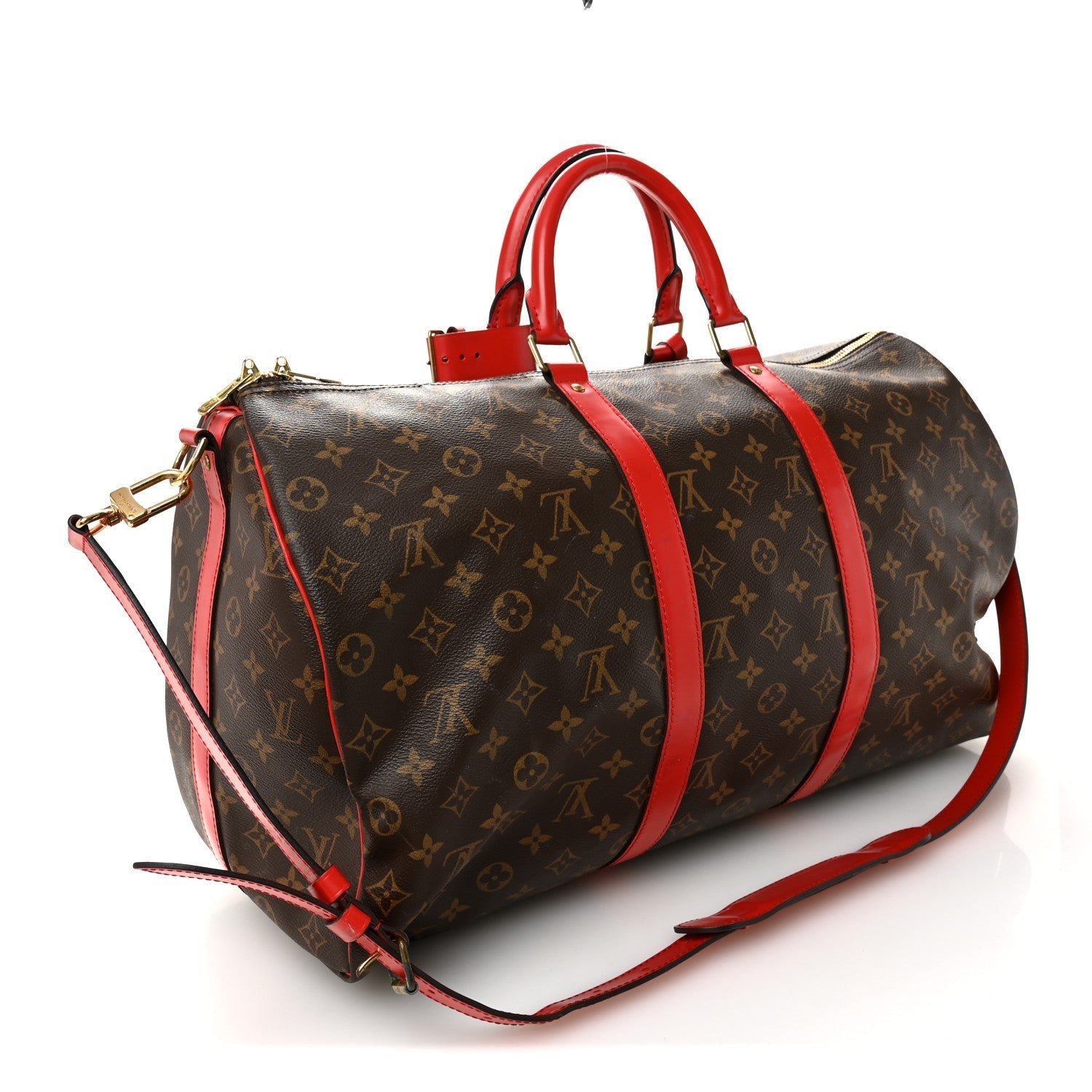 Calfskin Monogram Keepall Bandouliere 50 Coquelicot