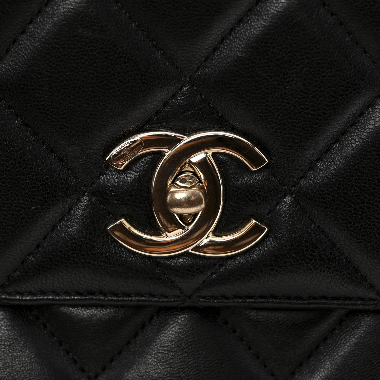 Lambskin Quilted Large Trendy CC Dual Handle Flap Bag Black