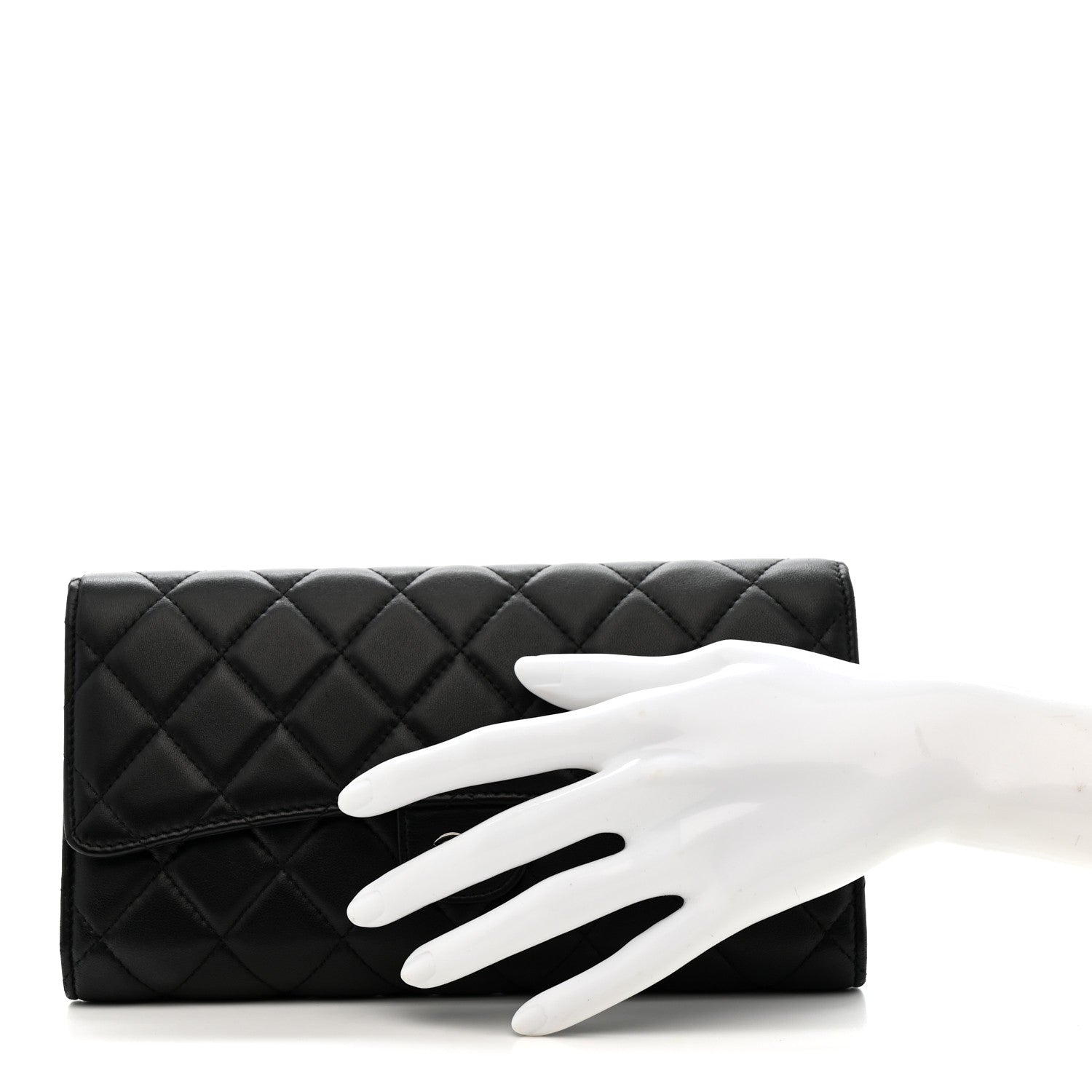 Lambskin Quilted Travel Wallet Black