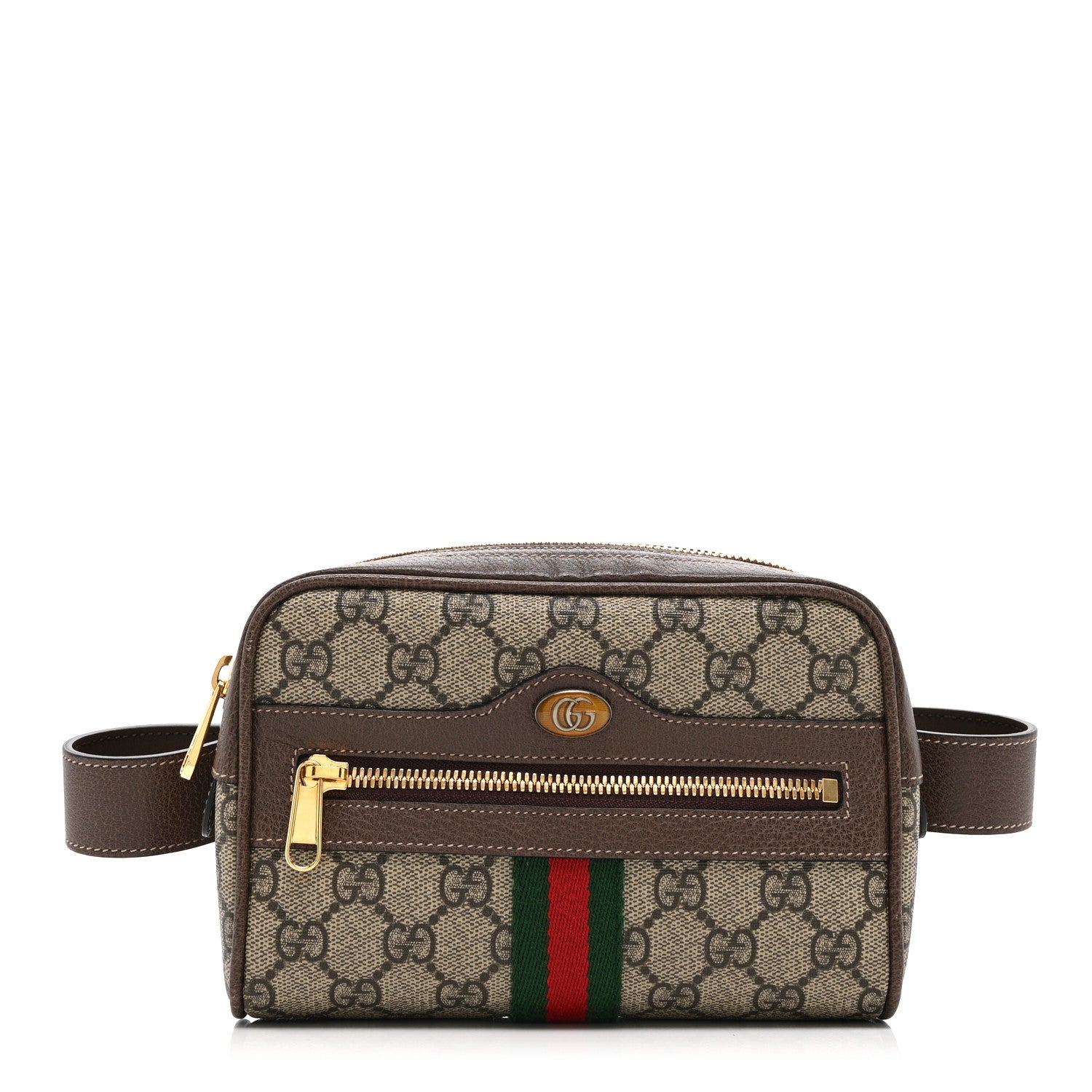 GG Supreme Monogram Web Small Ophidia Belt Bag 85 34 Dark Brown