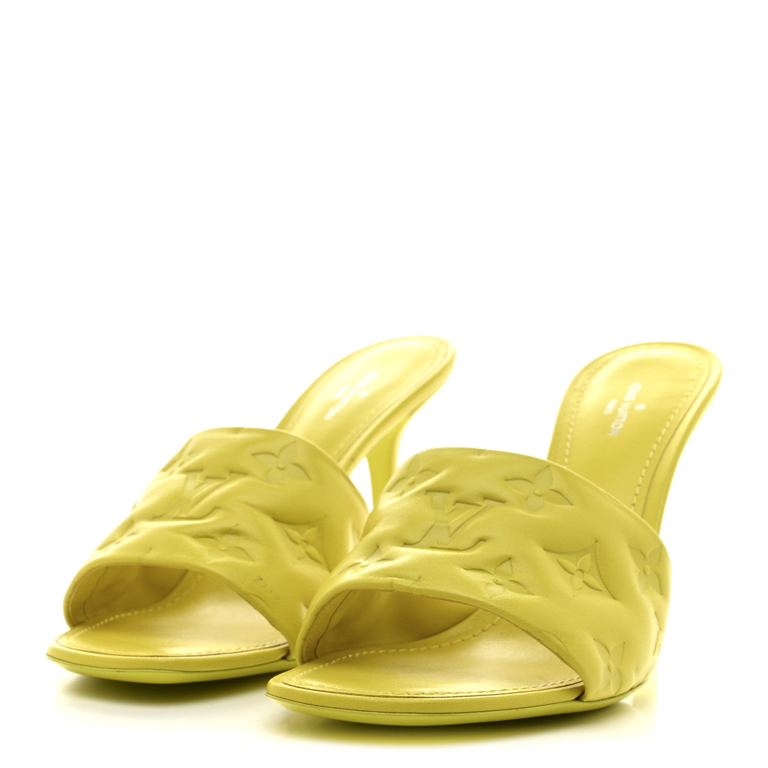 Lambskin Embossed Monogram Revival Mules 38 Neon Yellow