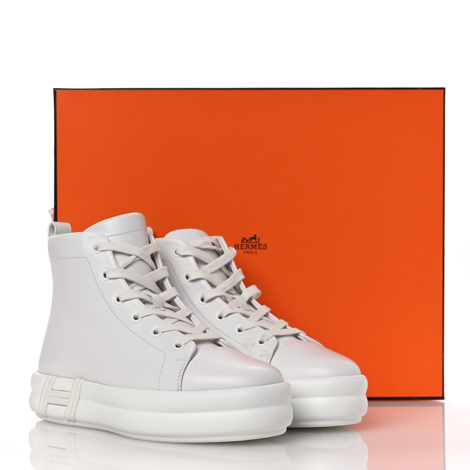 Calfskin Womens Happiness High Top Sneakers 36.5 White