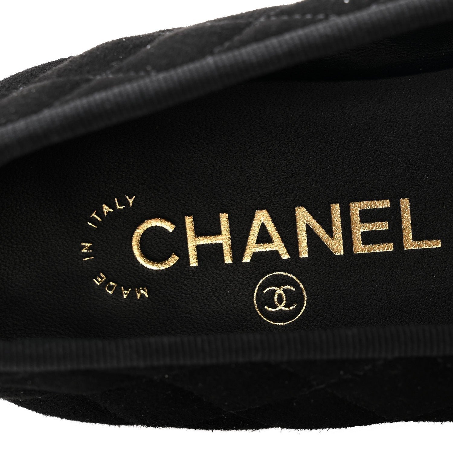 Suede Quilted Cap Toe CC Ballerina Flats 39.5 Black
