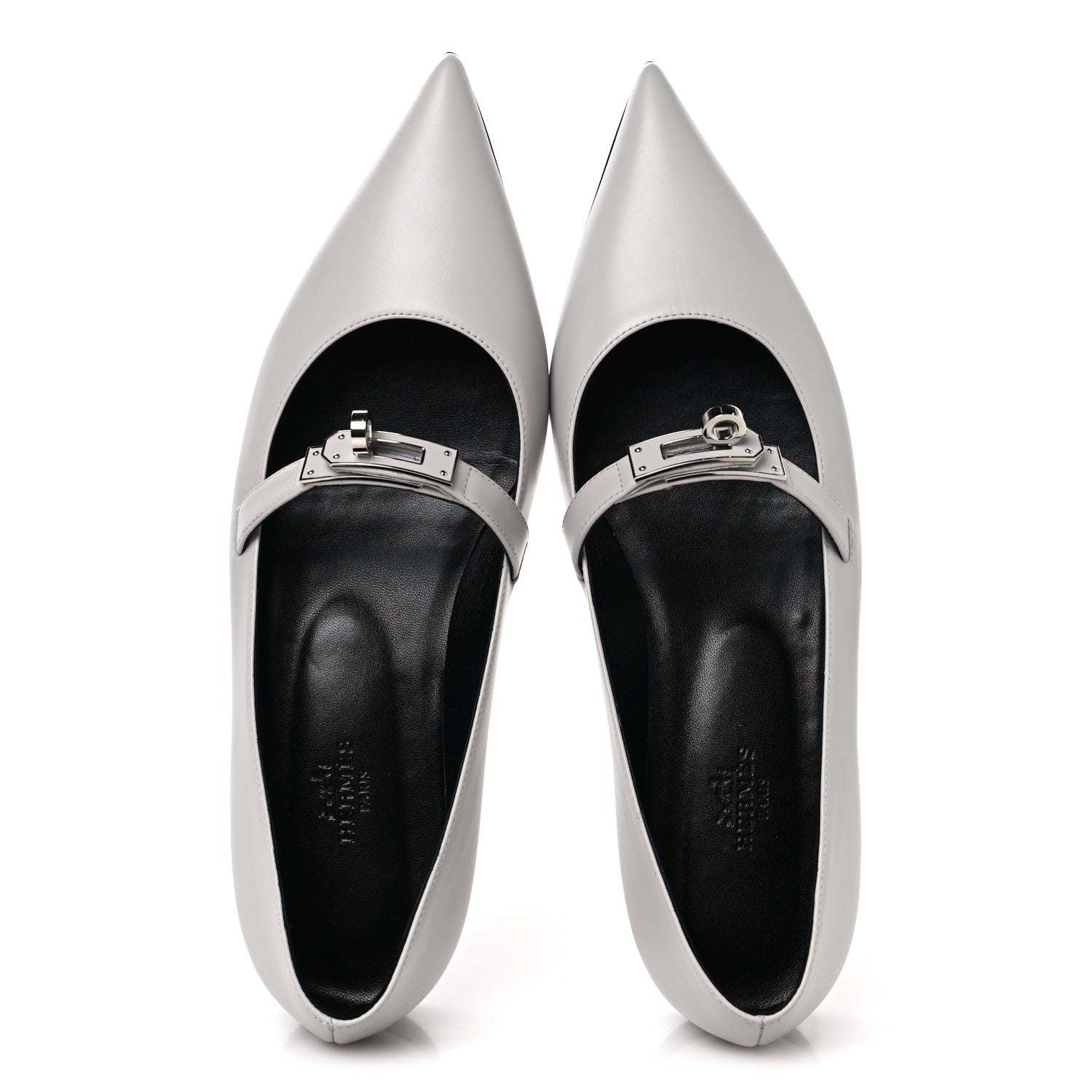 Calfskin Kelly Ballet Flat 37.5 Gris Clair