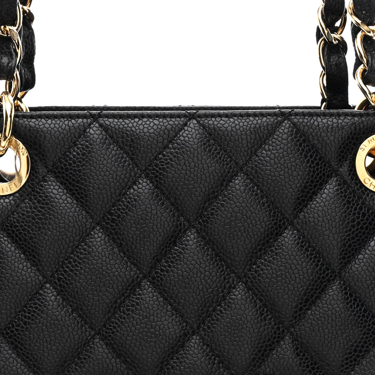 Caviar Quilted Petit Shopping Tote PST Black