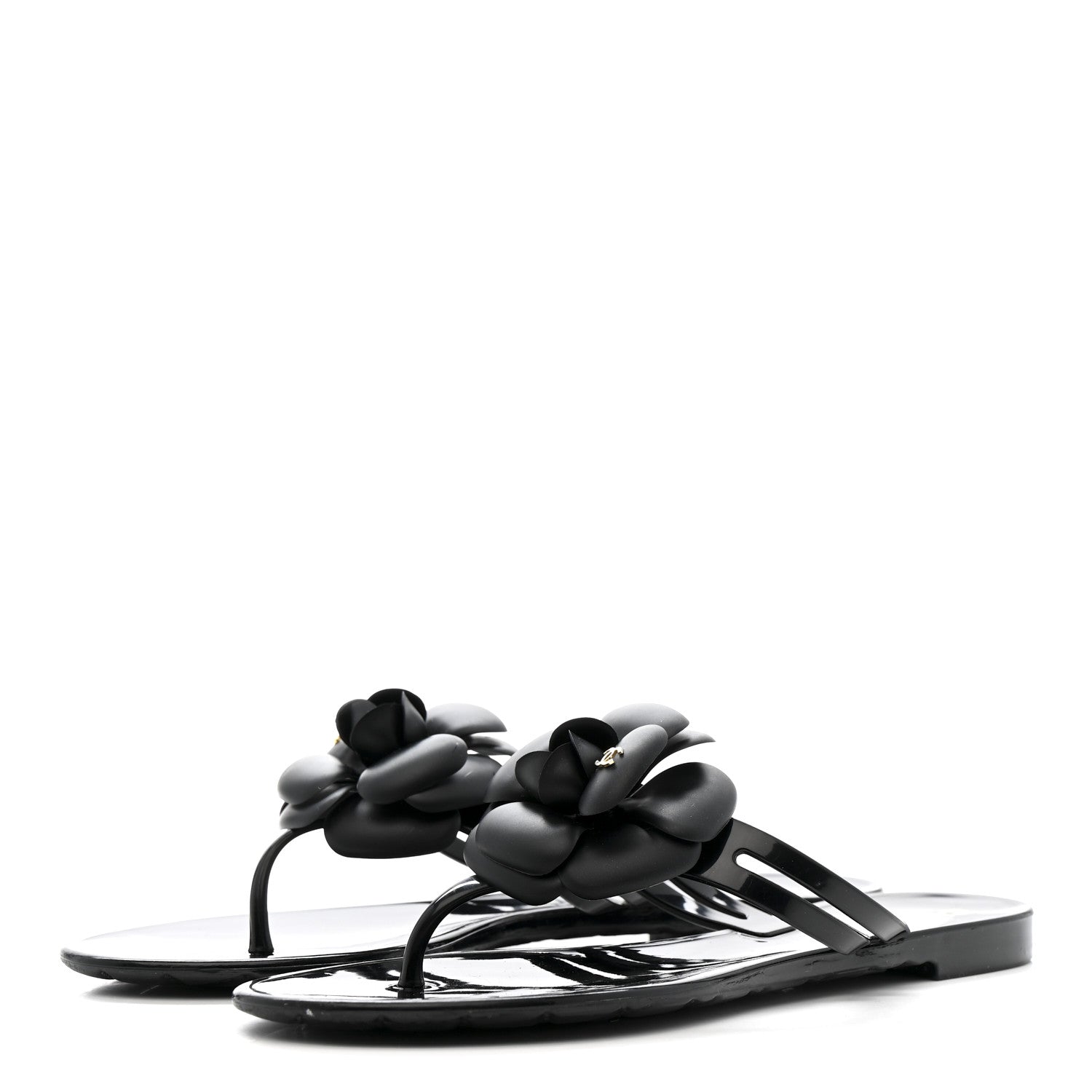 Jelly Camellia Thong Sandals 37 Black