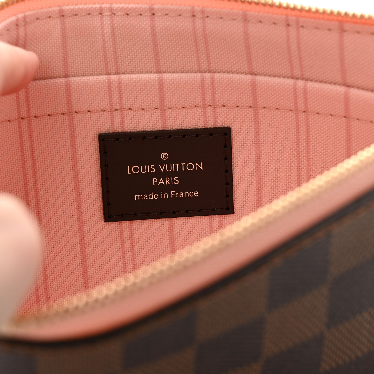 Damier Ebene Neverfull MM GM Pochette Rose Ballerine