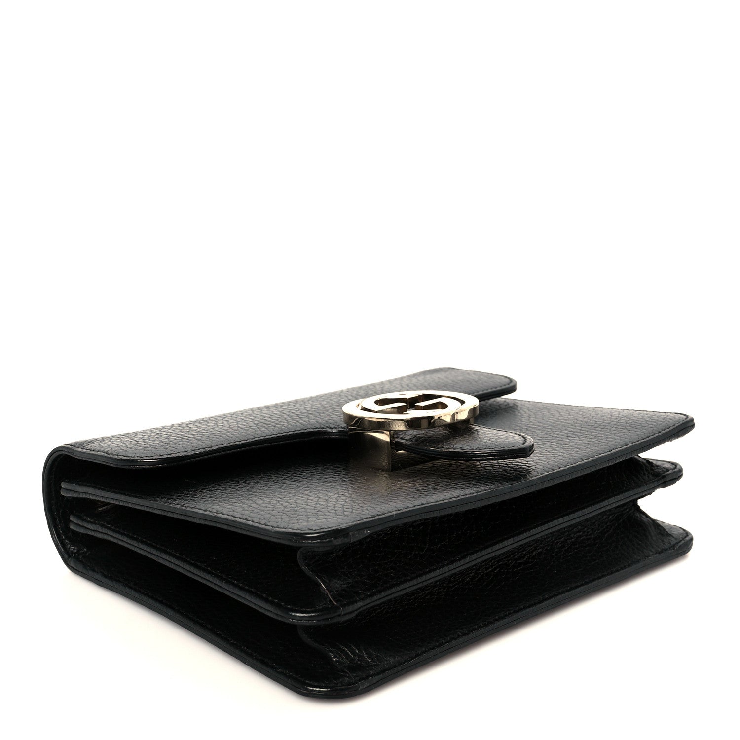 Dollar Calfskin Small Interlocking G Shoulder Bag Black