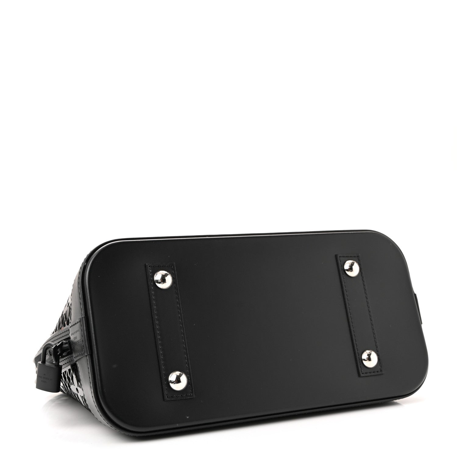 Patent Calfskin Laced Monogram Alma PM Black