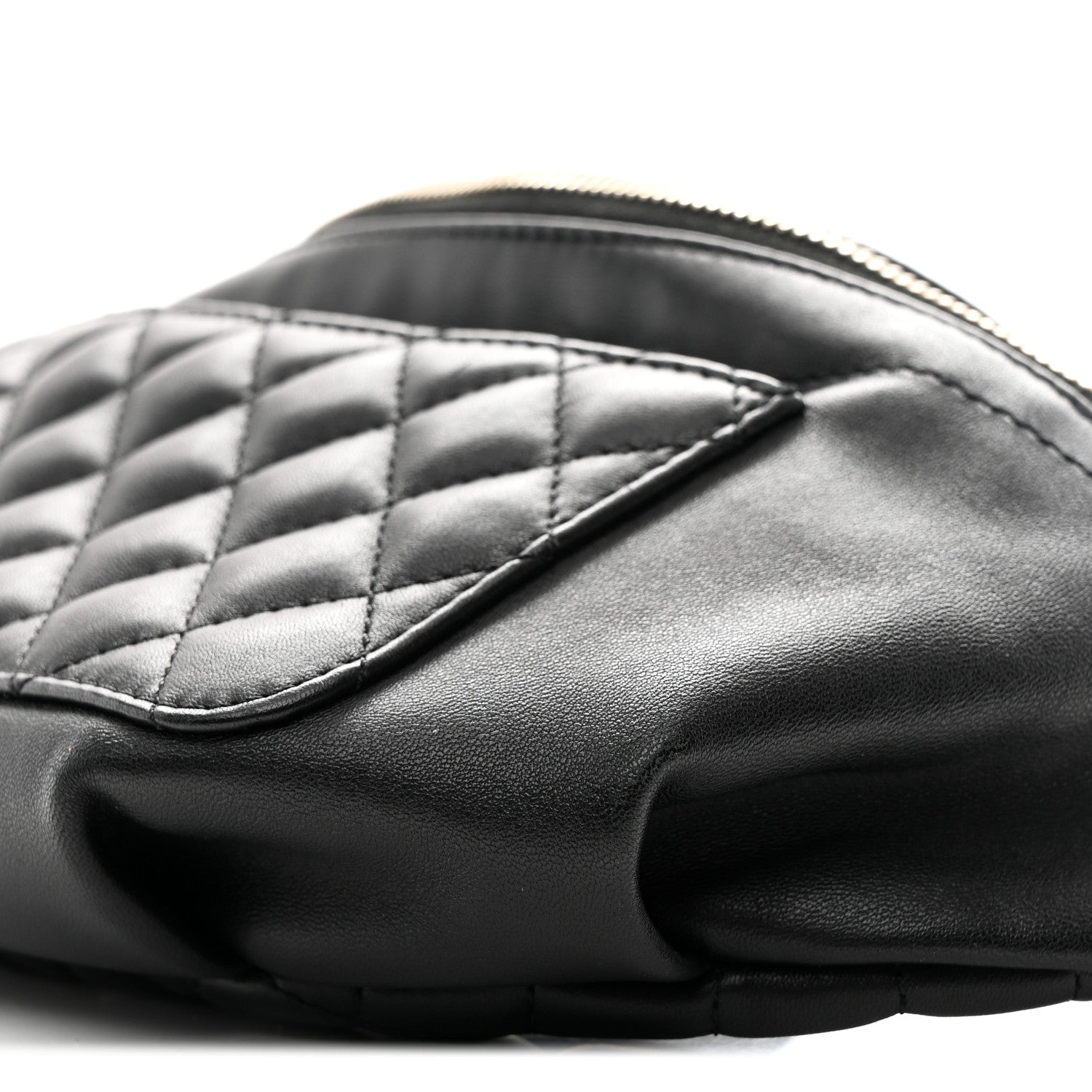 Lambskin Quilted Waist Bag Fanny Pack Black