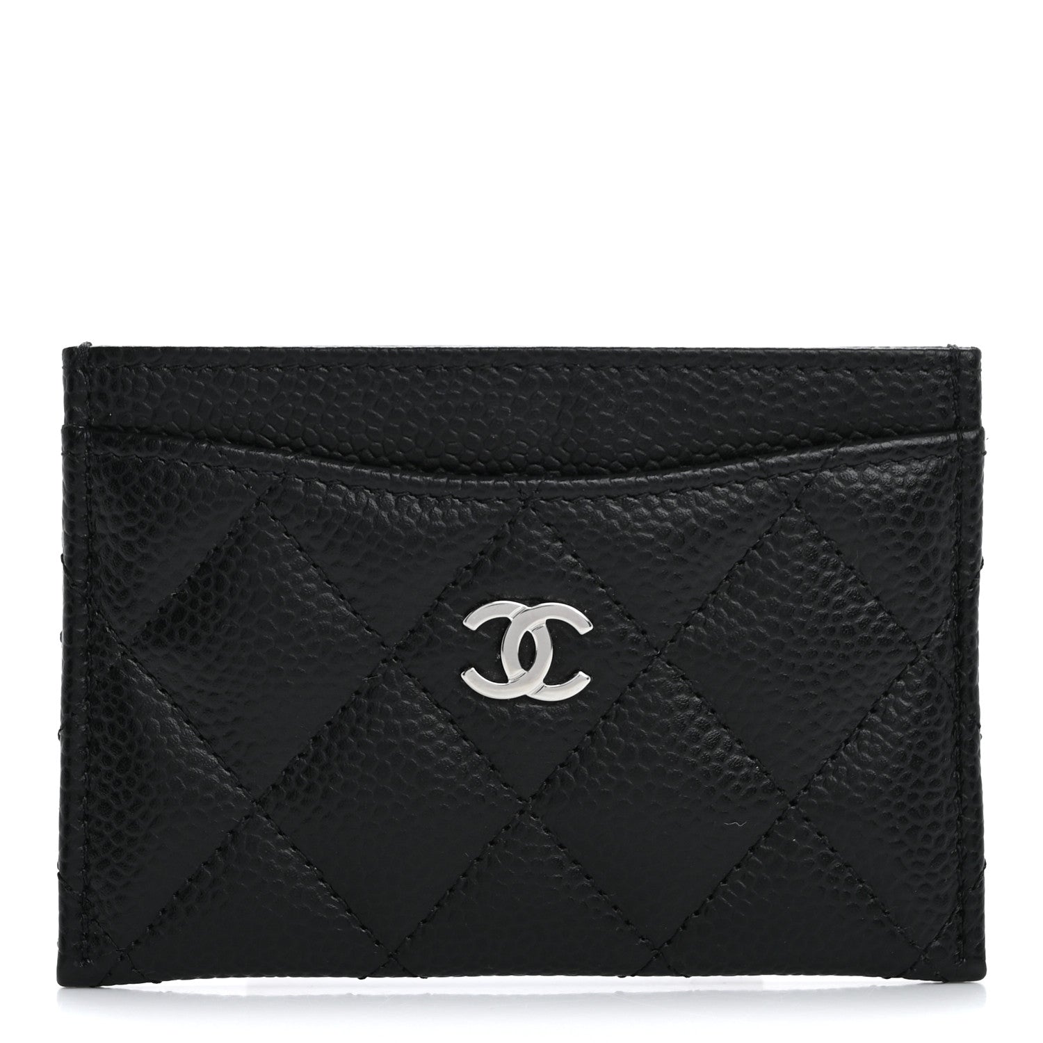 Caviar Quilted Card Holder Black