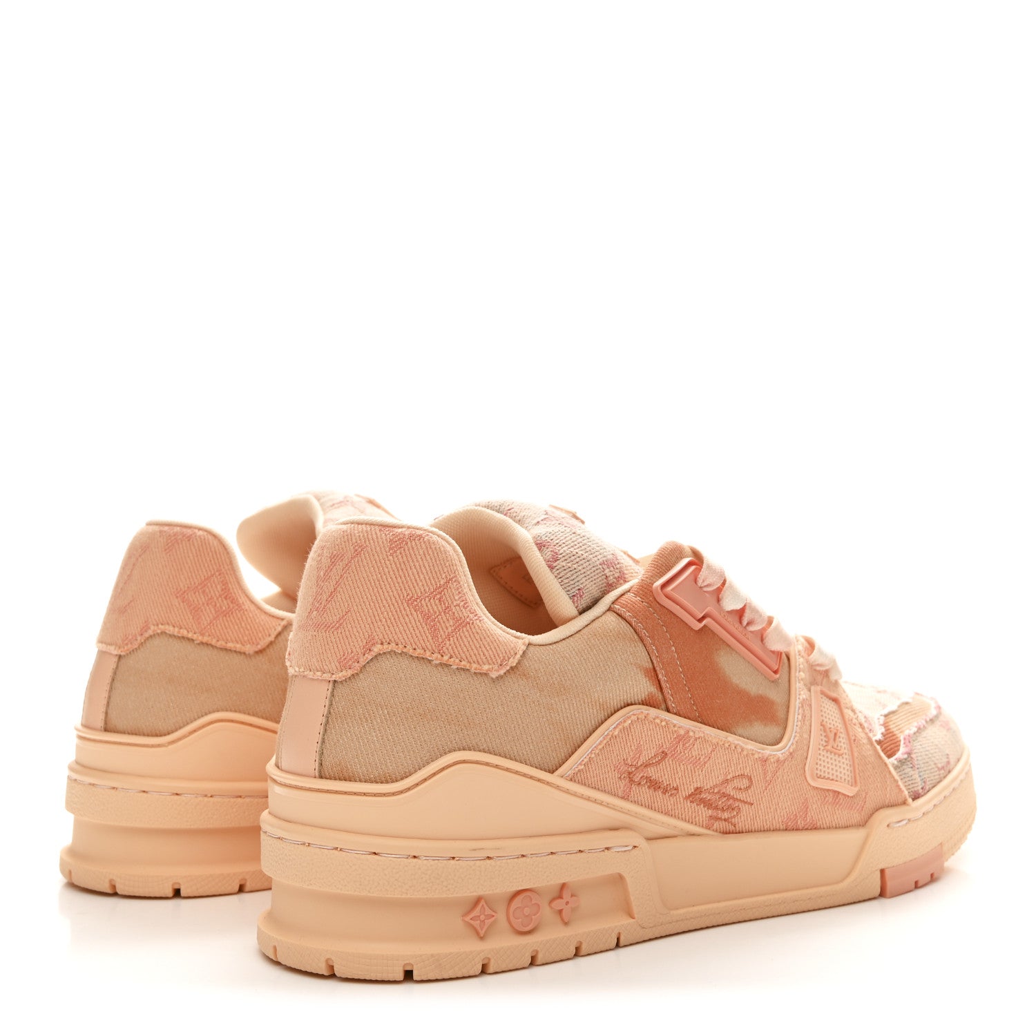 Monogram Denim Mens LV Trainer Sneakers 8 Orange