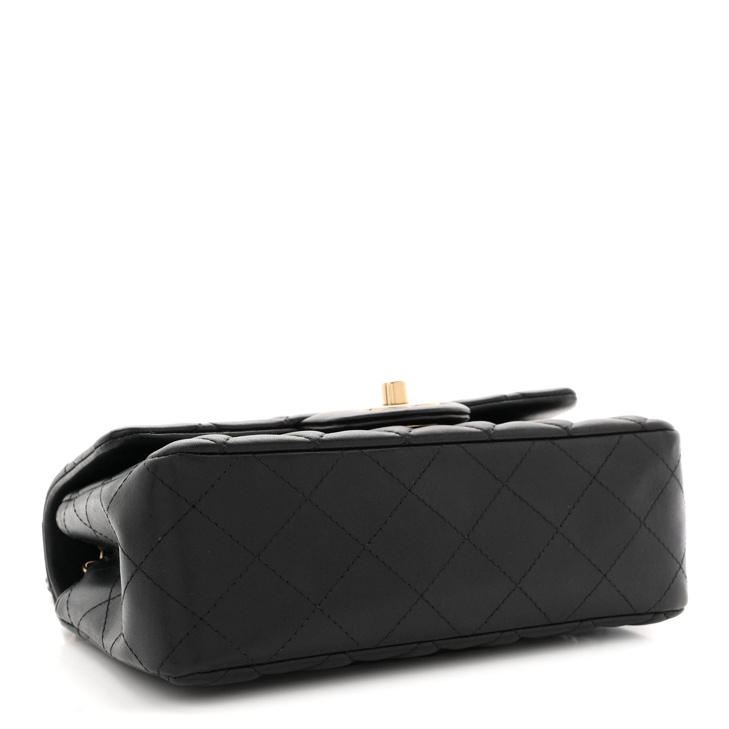 Lambskin Quilted Mini Rectangular Flap Black