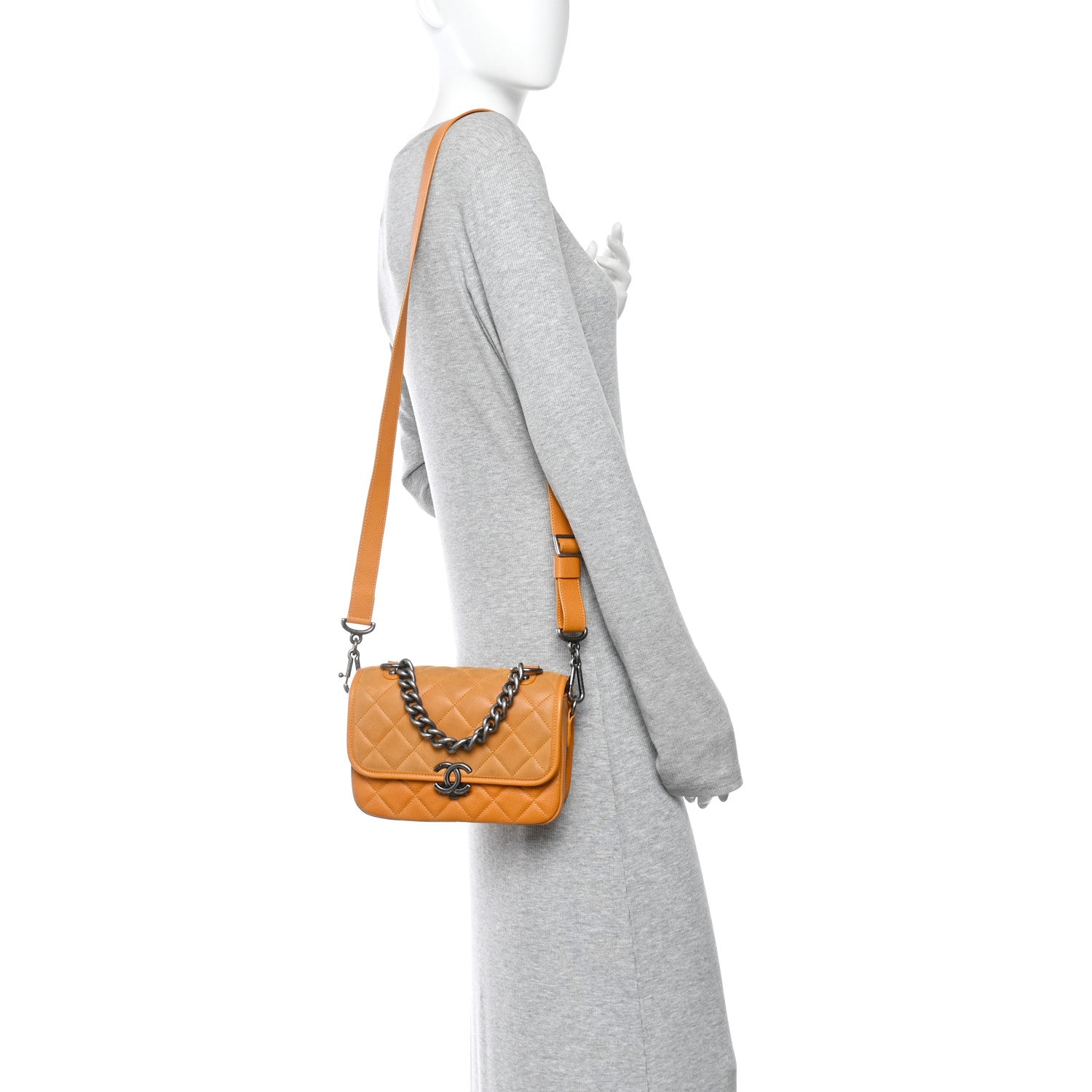 Nubuck Caviar Quilted Small Daily Carry Messenger Yellow