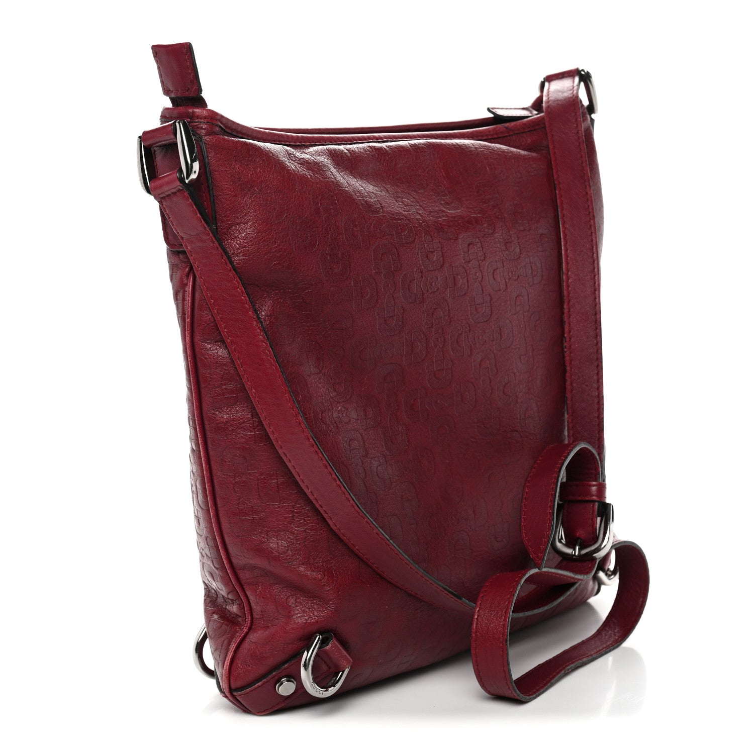 Calfskin Horsebit Embossed Abbey Messenger Red