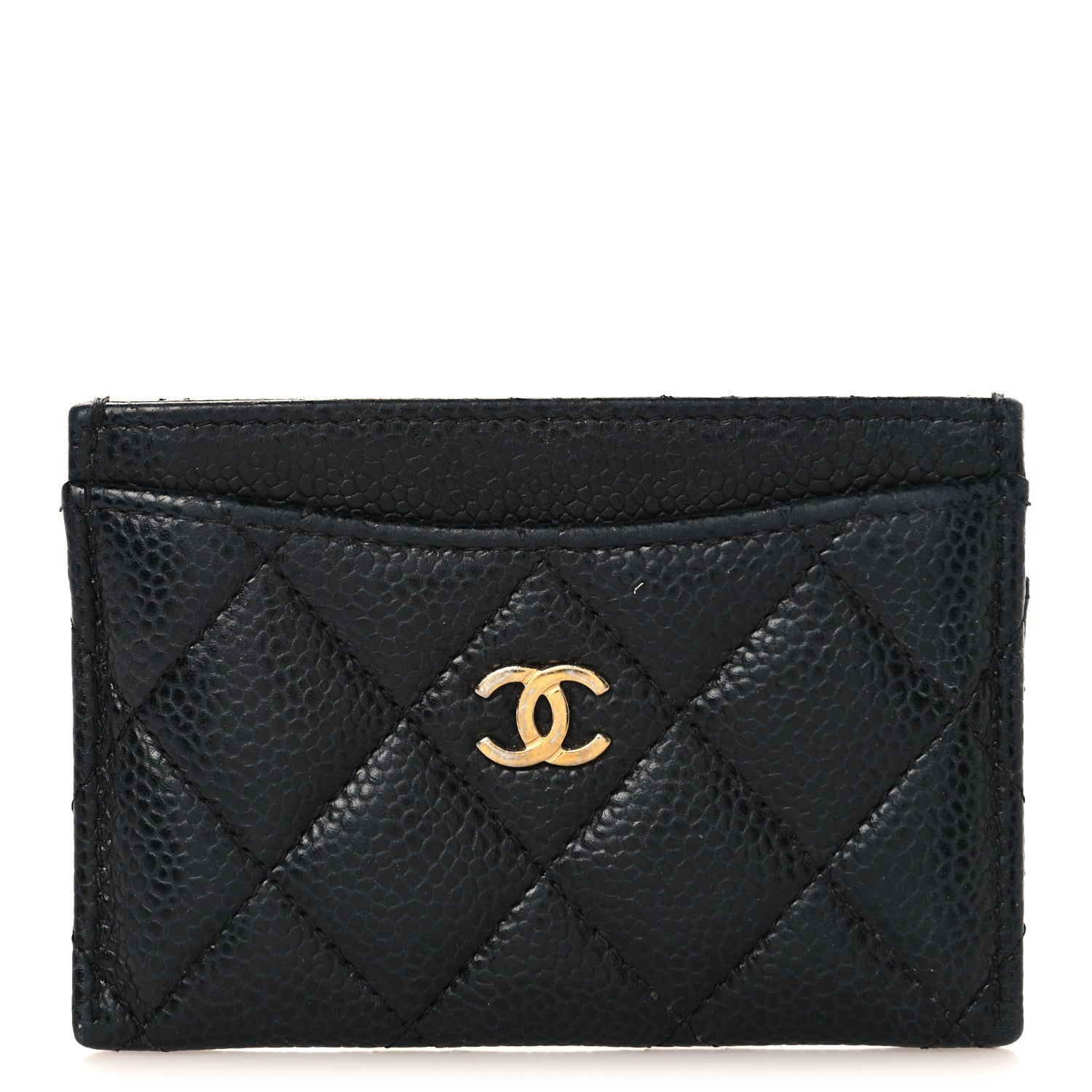 Caviar Quilted Card Holder Black