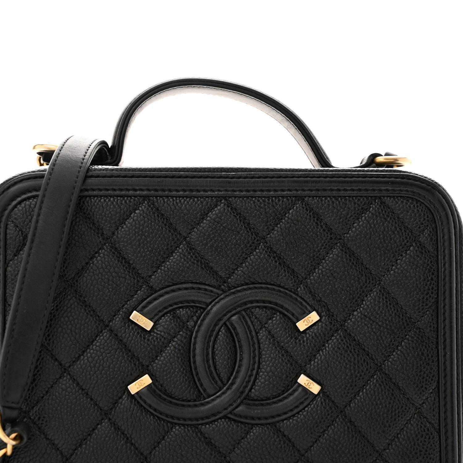 Caviar Quilted Medium CC Filigree Vanity Case Black