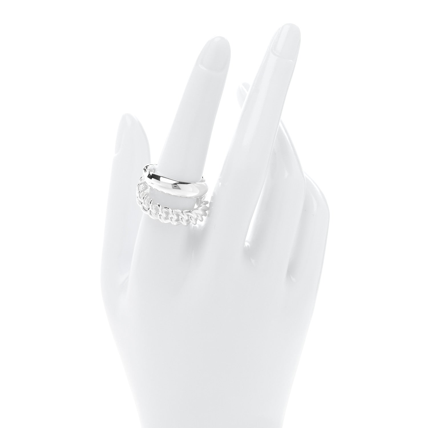Sterling Silver MM Boucle Selier Inflexible Ring 56 7.5