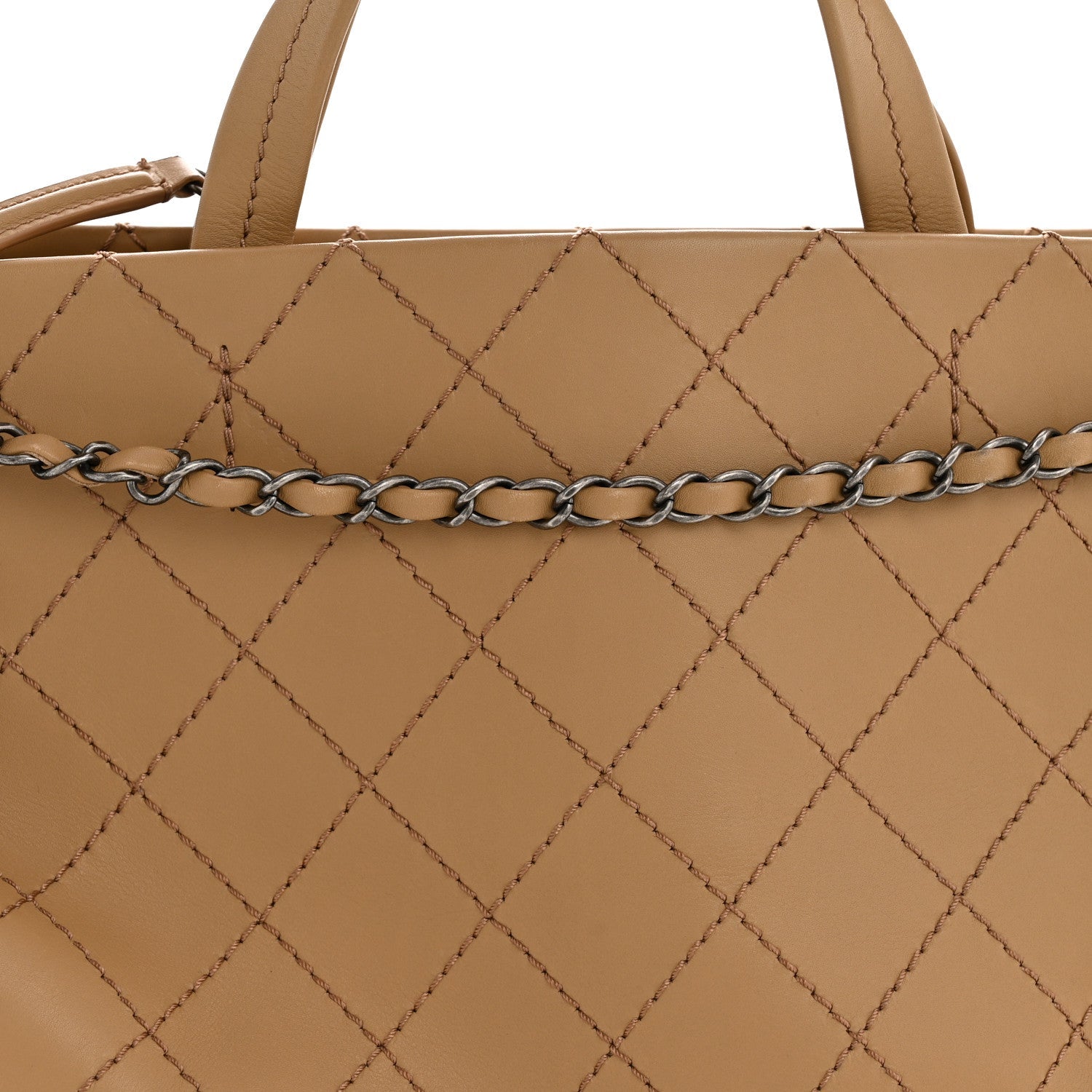 Calfskin Stitched CC Pocket Tote Beige
