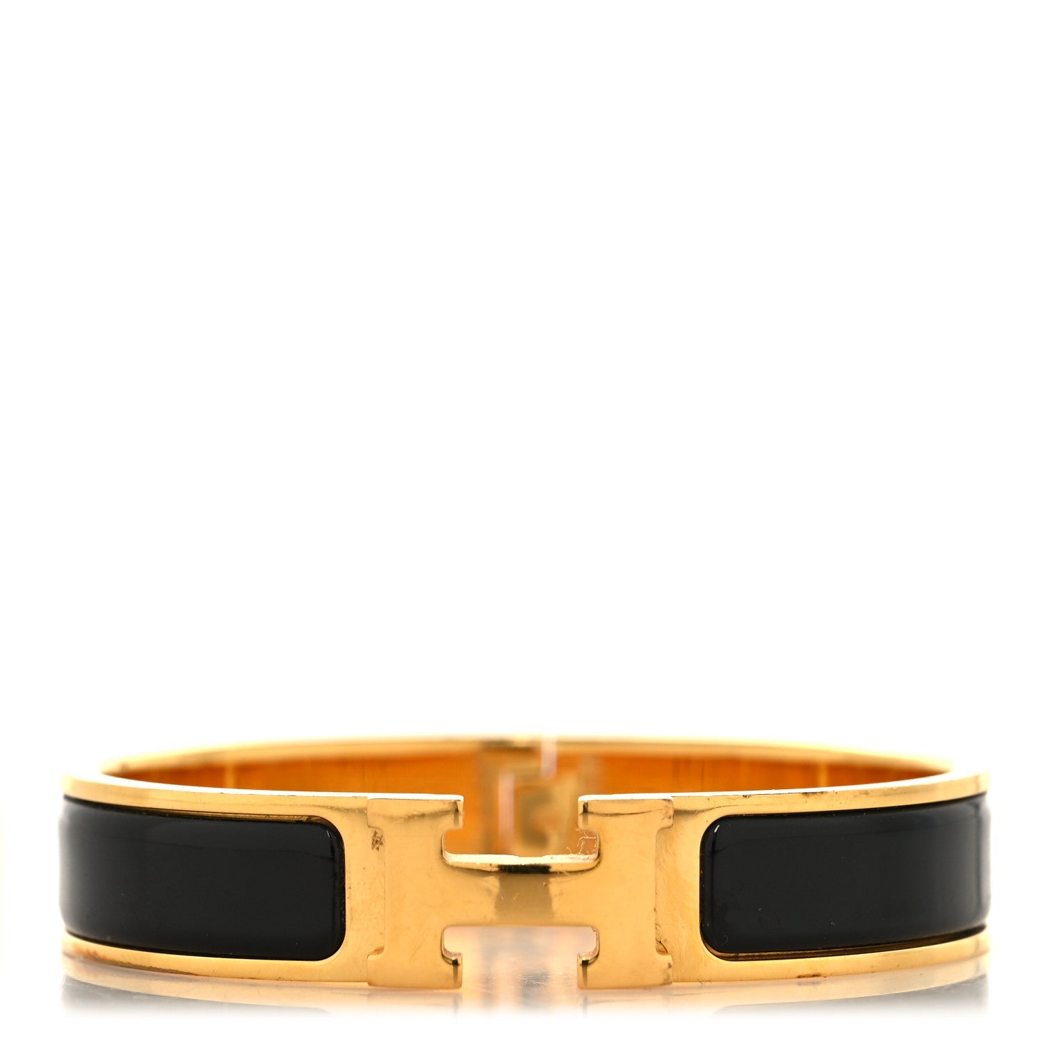 Enamel Narrow Clic Clac H Bracelet PM Black