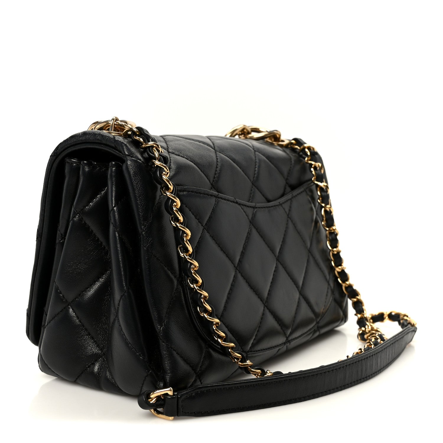 Lambskin Quilted Medium Color Match Flap Black