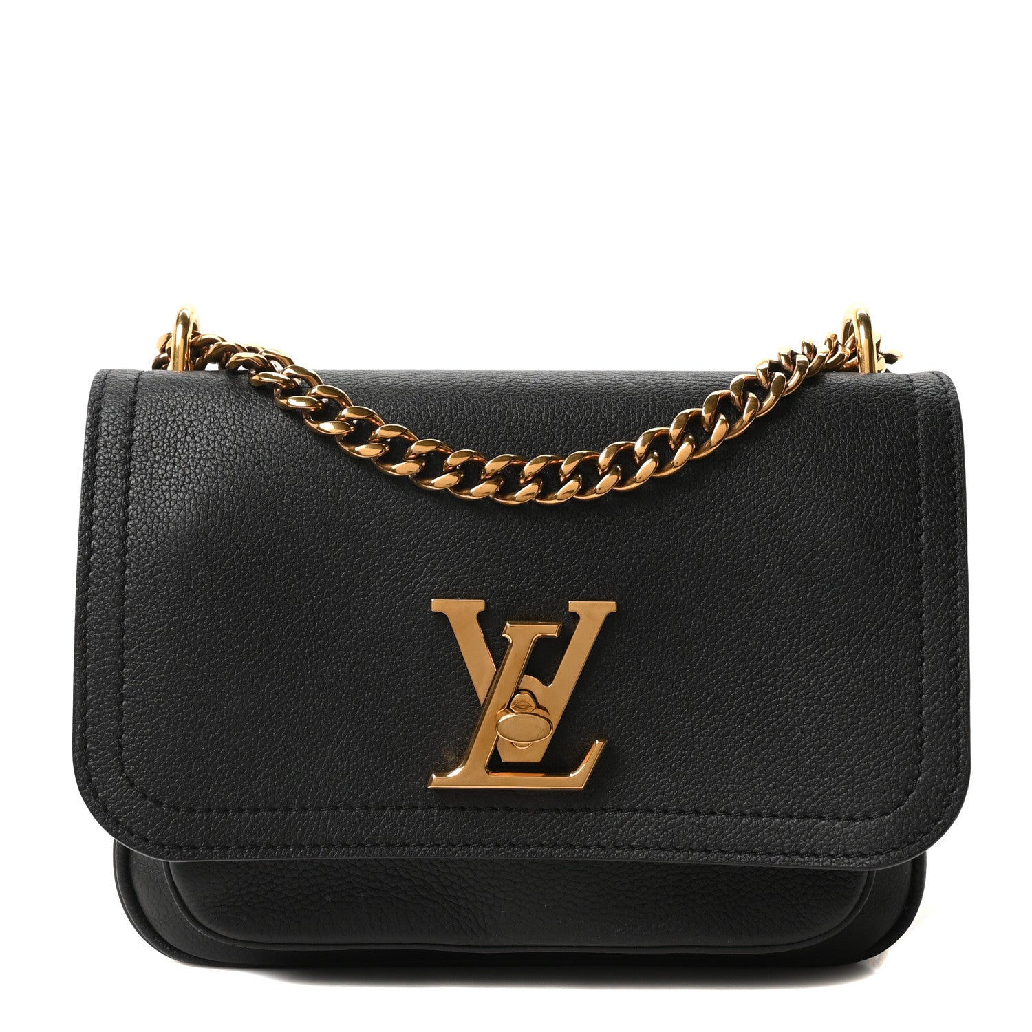 Grained Calfskin Lockme Chain Bag PM Black