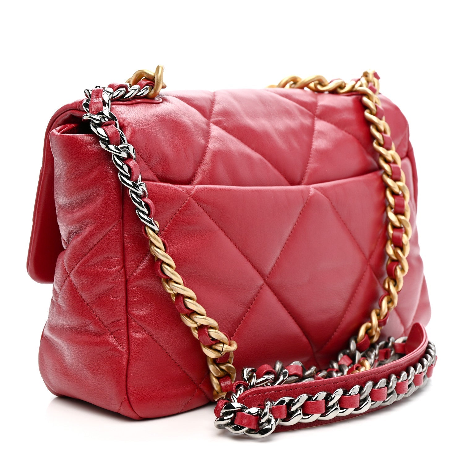 Goatskin Quilted Large Chanel 19 Flap Dark Pink