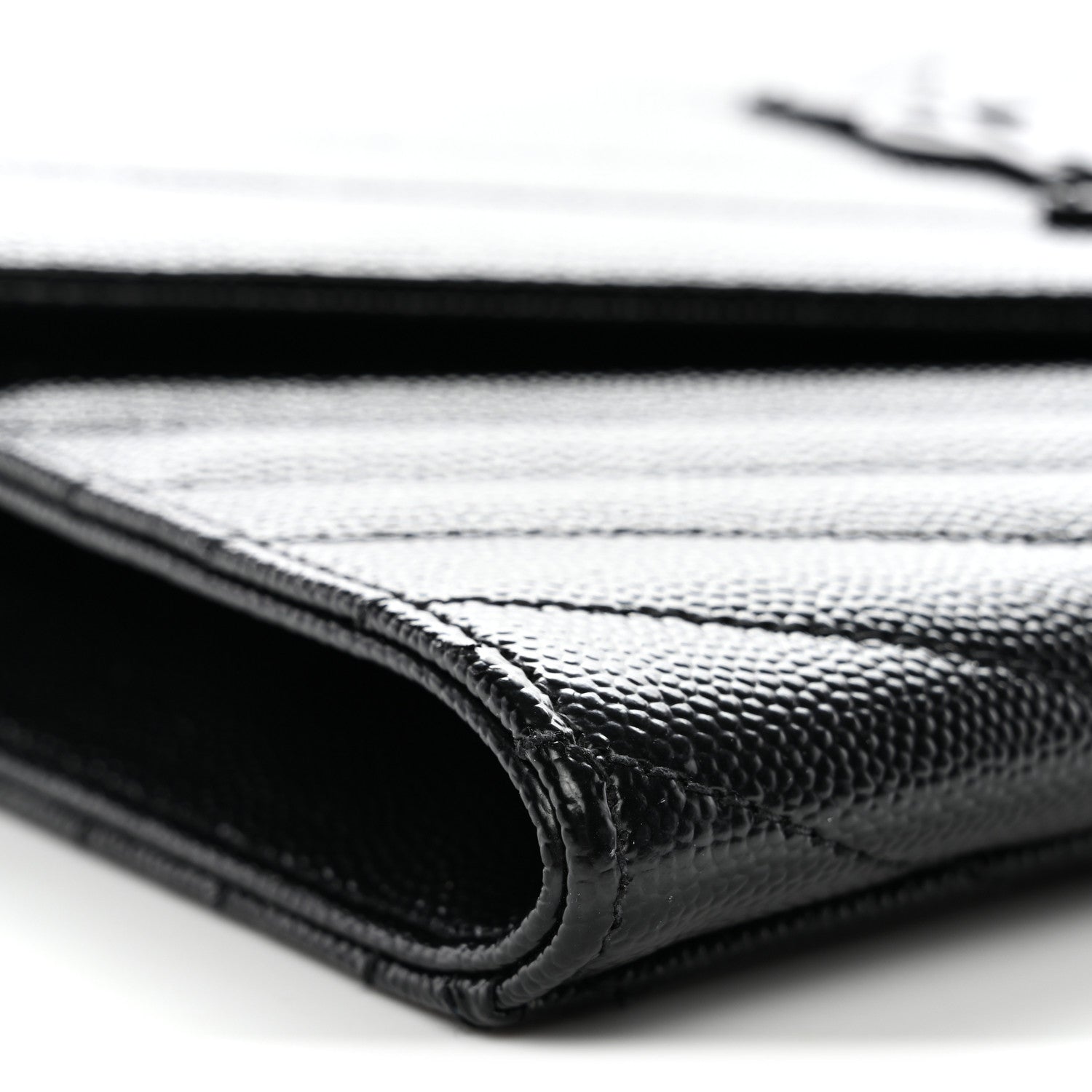 Grain De Poudre Matelasse Chevron Monogram Monochrome Envelope Clutch Black