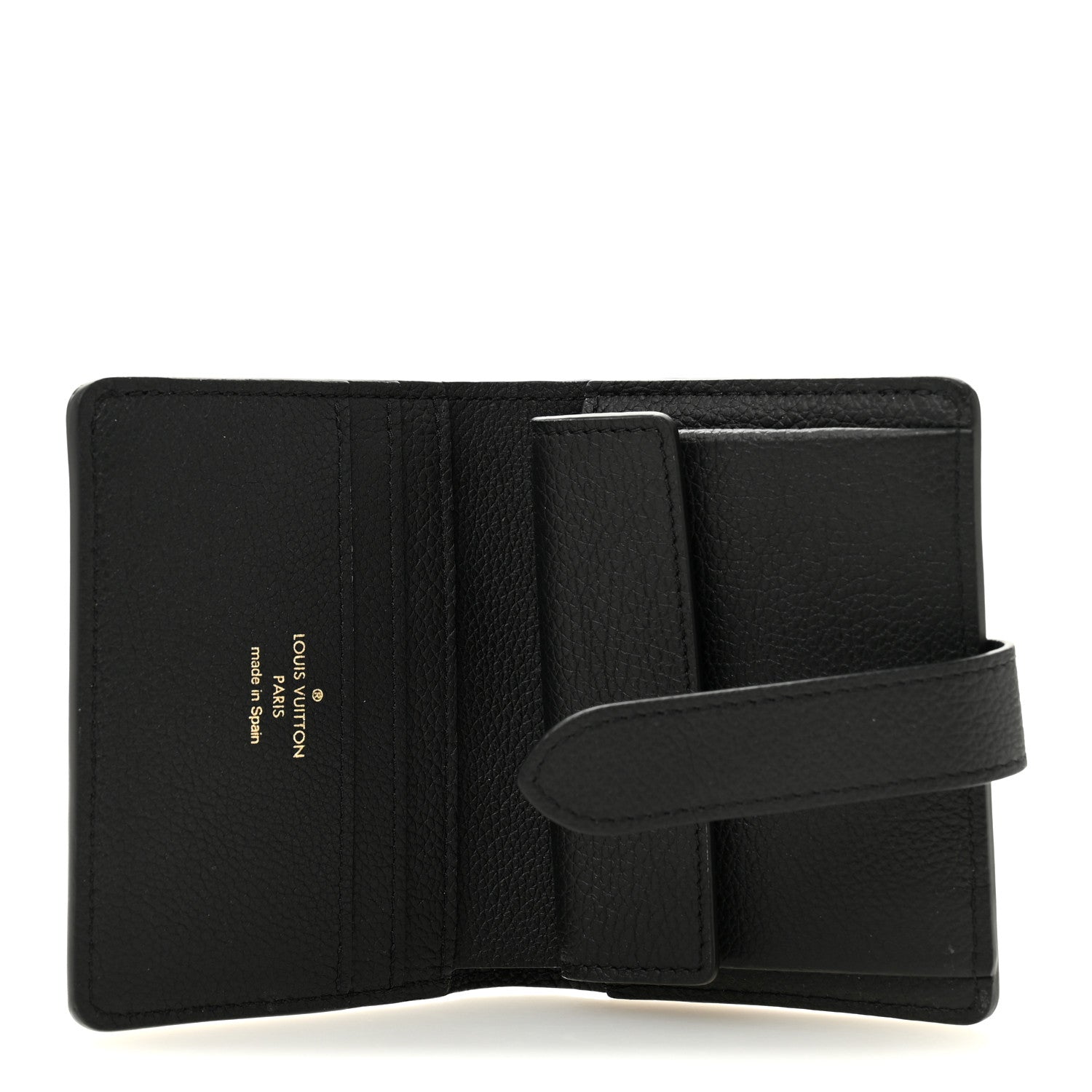 Grained Calfskin Low Key Compact Wallet Black