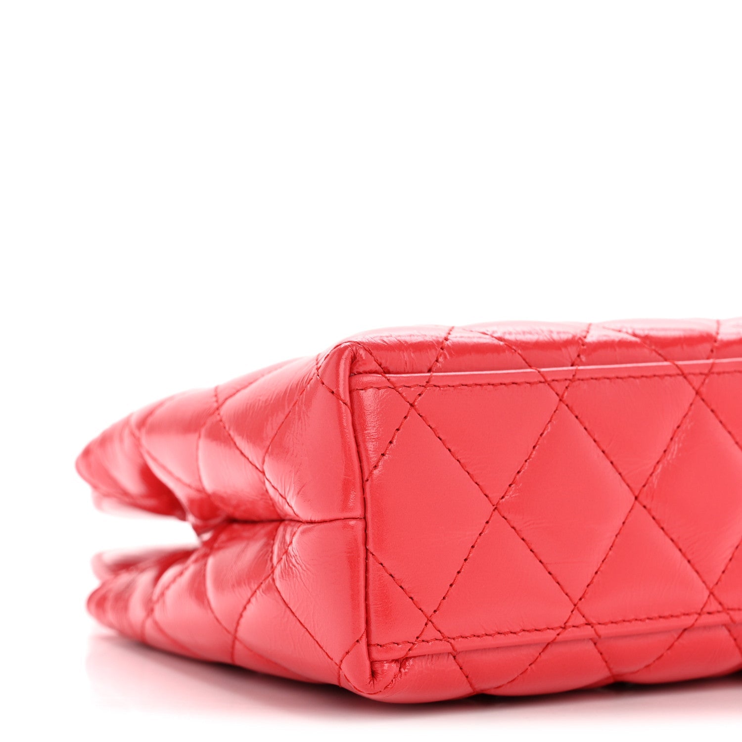 Shiny Aged Calfskin Quilted Nano Kelly Shopper Red