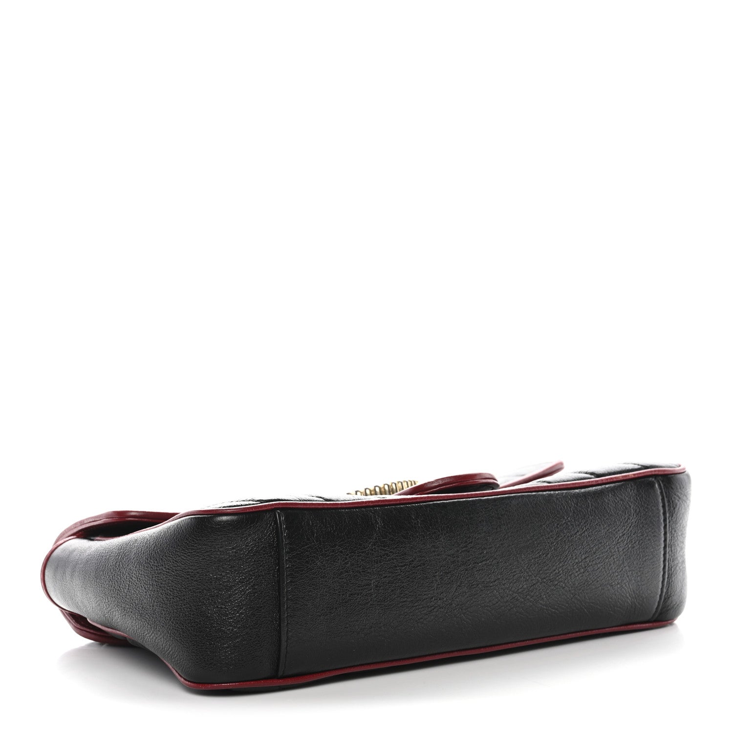 Vintage Effect Calfskin Matelasse Diagonal Small Torchon GG Marmont Shoulder Bag Black Romantic Cherry