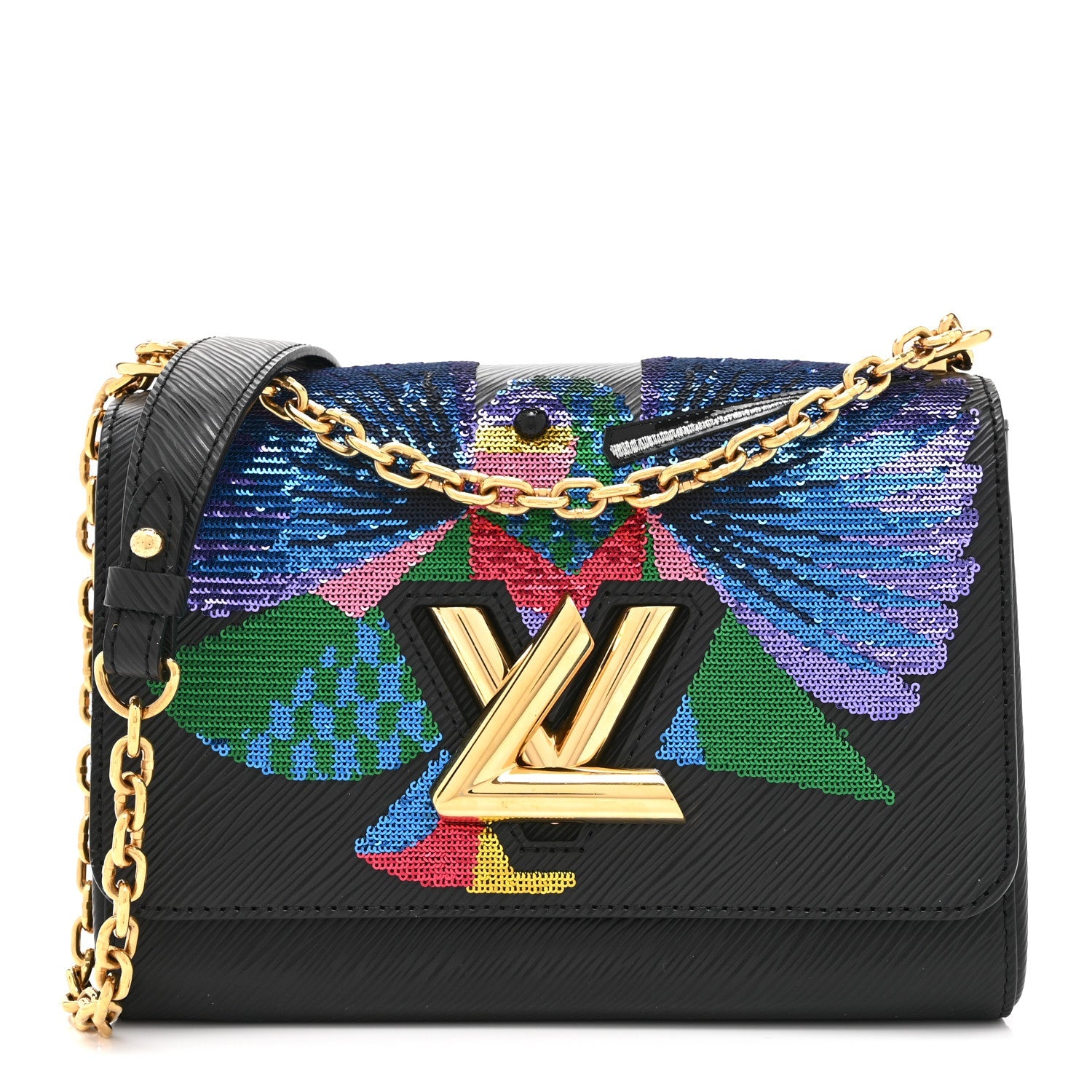 Epi Sequin Bird Twist Shoulder Bag MM Black