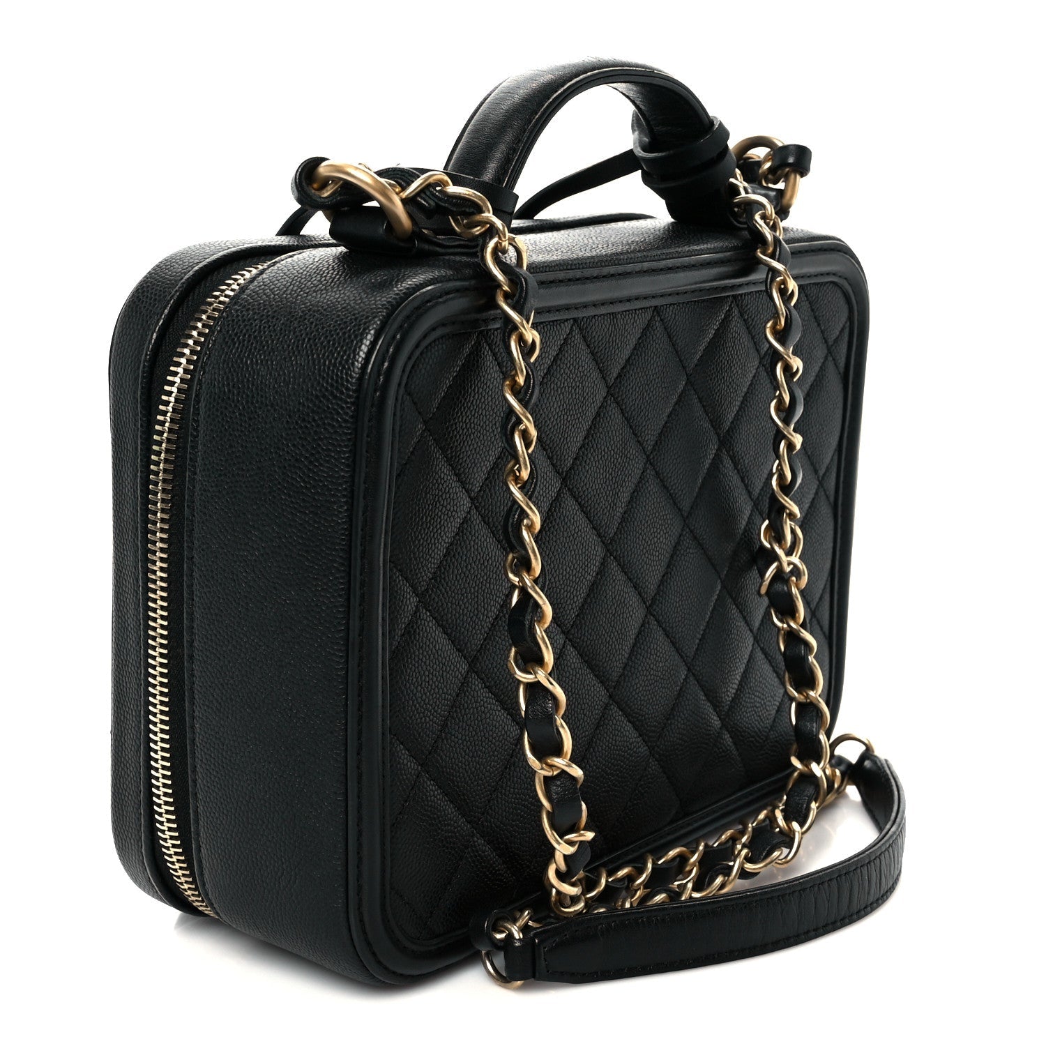 Caviar Quilted Medium CC Filigree Vanity Case Black