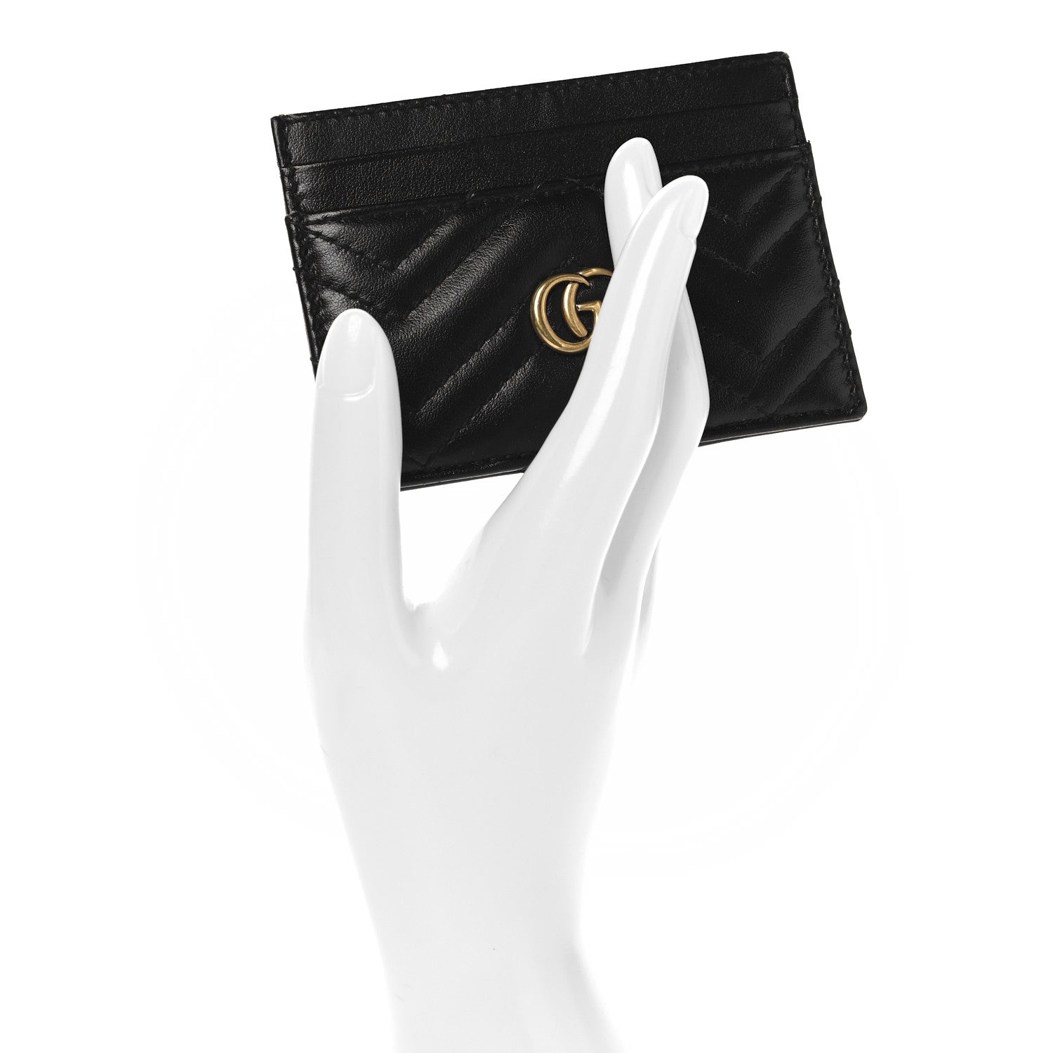 Calfskin Matelasse GG Marmont Card Holder Black