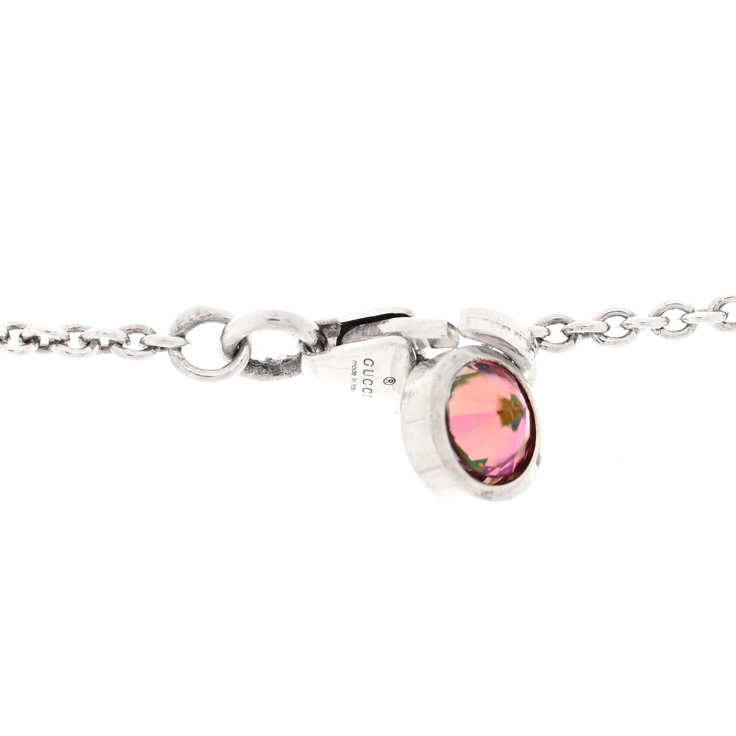 Sterling Silver Cubic Zirconia Blind For Love Pendant Necklace Pink Blue