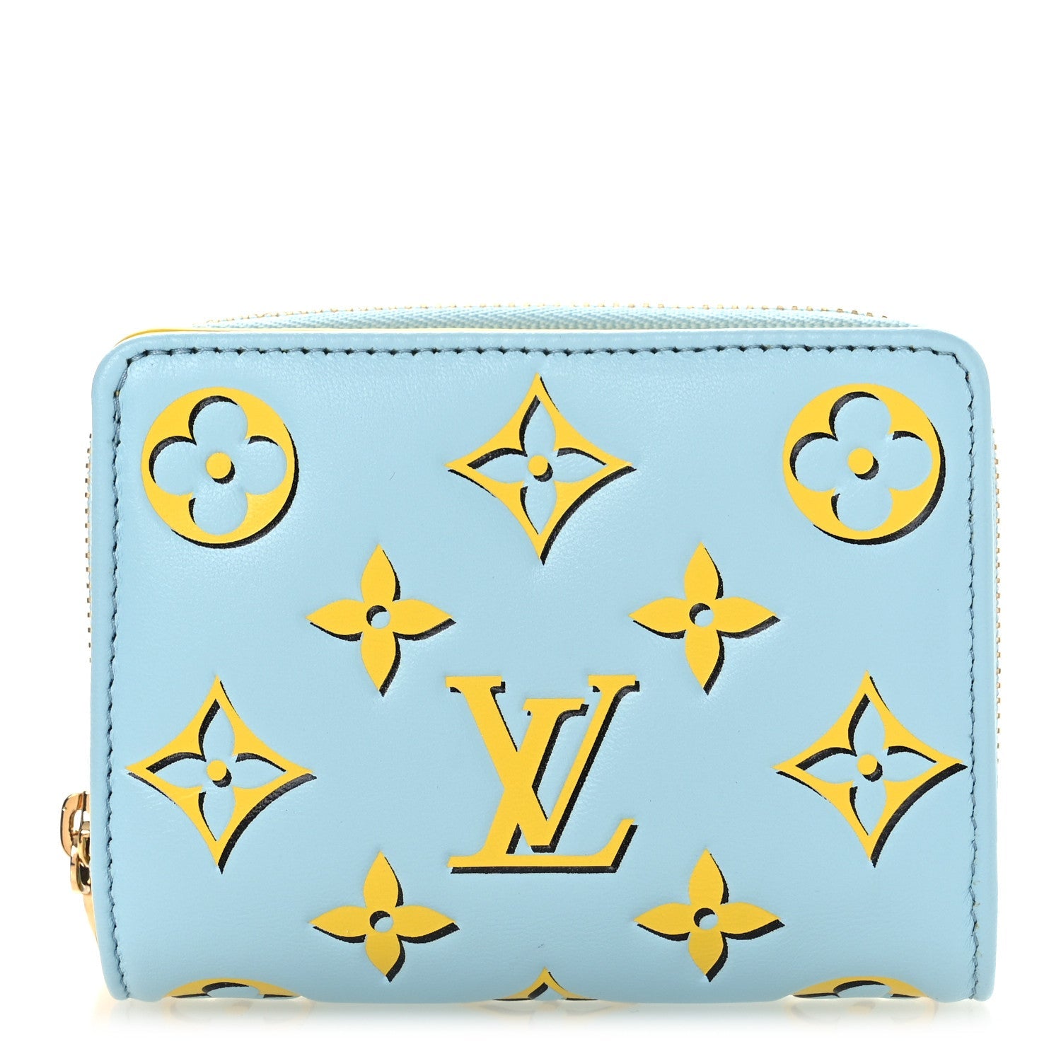 Lambskin Embossed Monogram Lou Coussin Wallet Blue Yellow