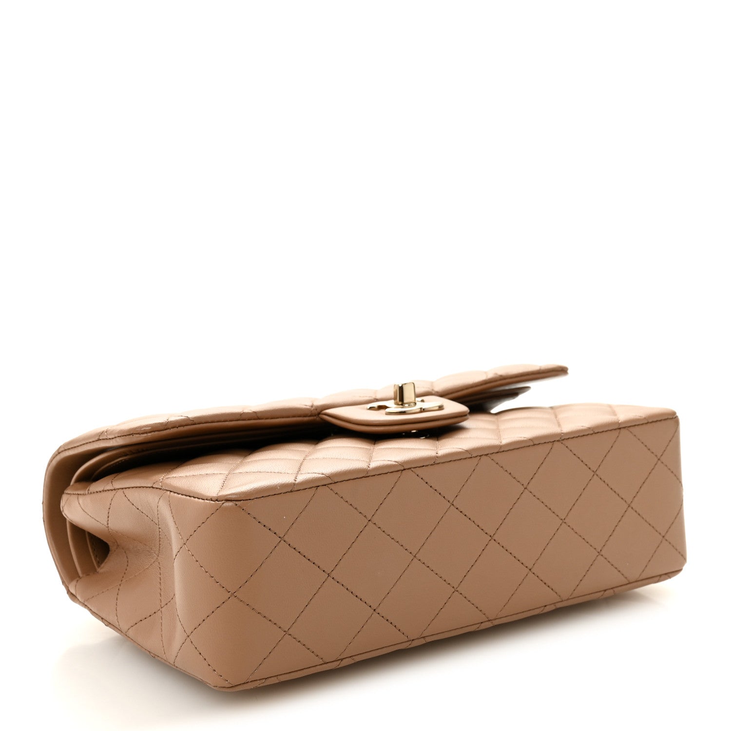 Lambskin Quilted Small Double Flap Brown