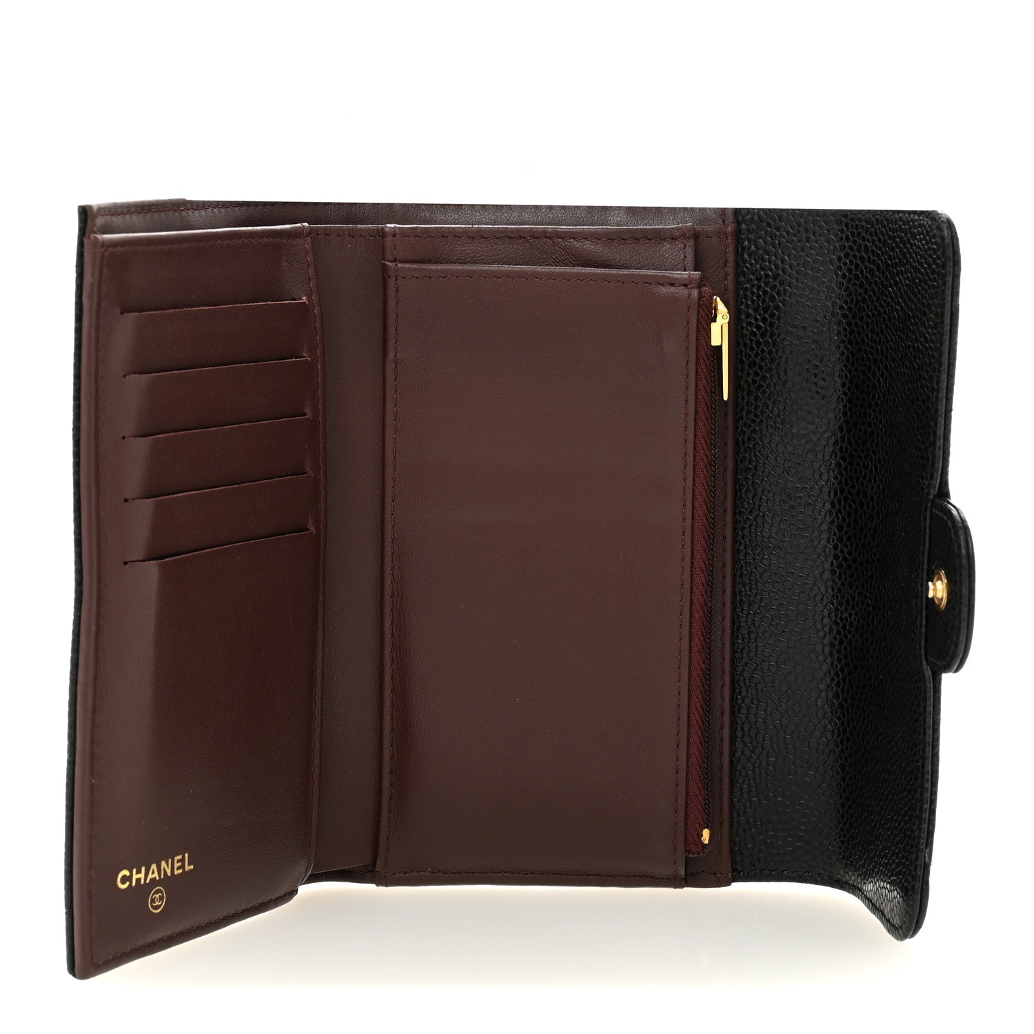 Caviar Quilted Medium Flap Wallet Black