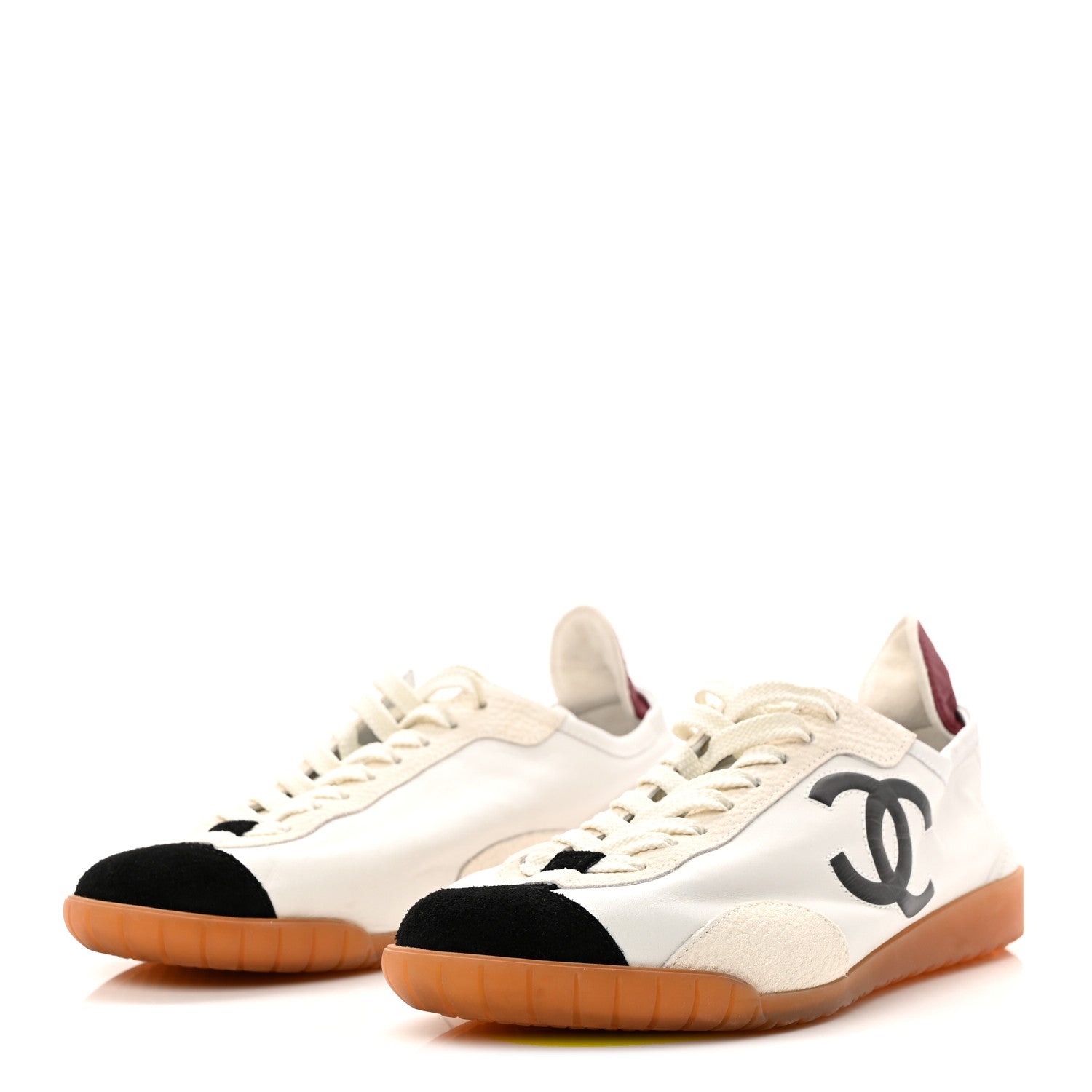 Calfskin Embossed Suede Sneakers 38 White Black