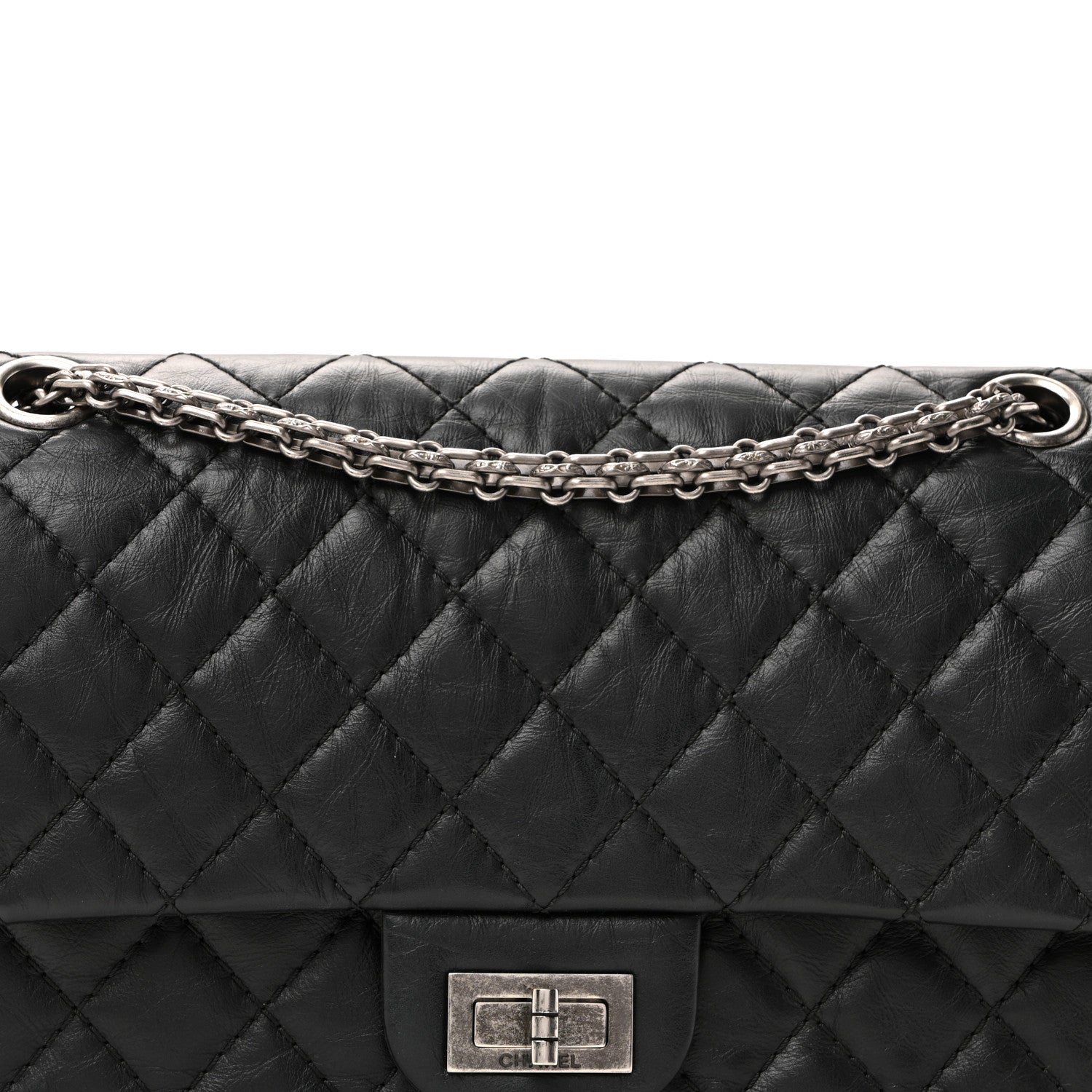 Aged Calfskin Quilted 2.55 Reissue 225 Flap Black