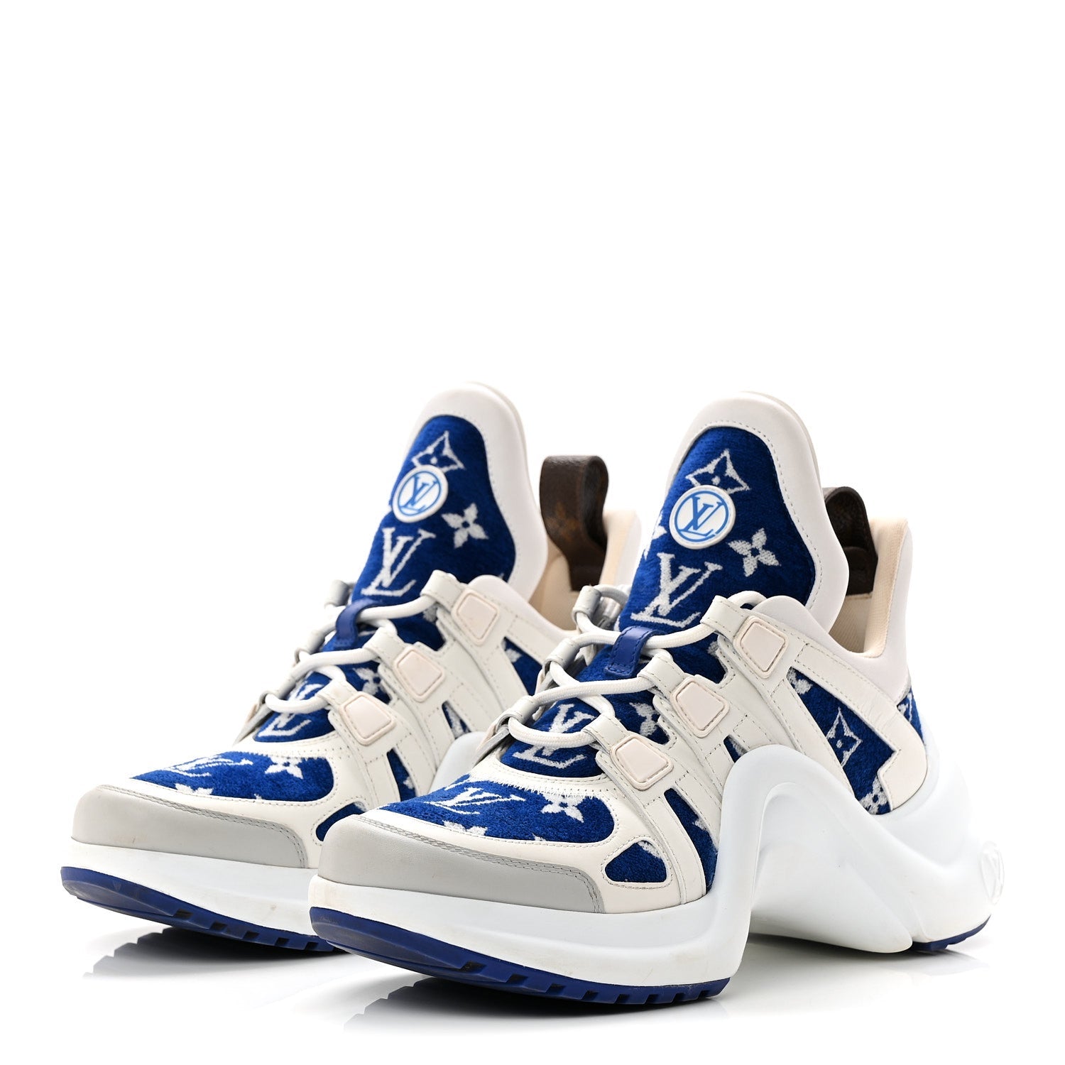Jacquard Velvet Monogram LV Archlight Sneakers 37 White Blue