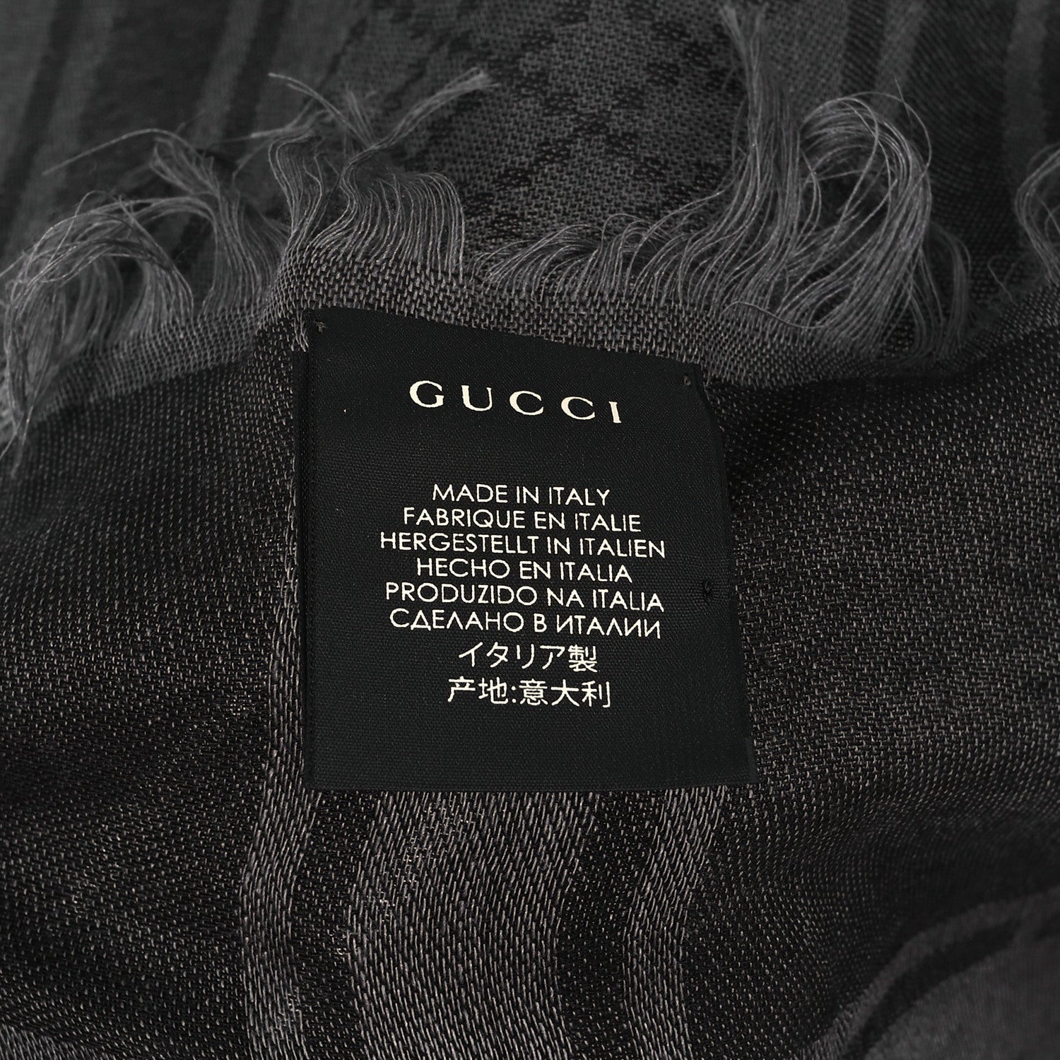 Wool Silk GG Monogram Diamante Plaid Surviee Shawl Graphite Black