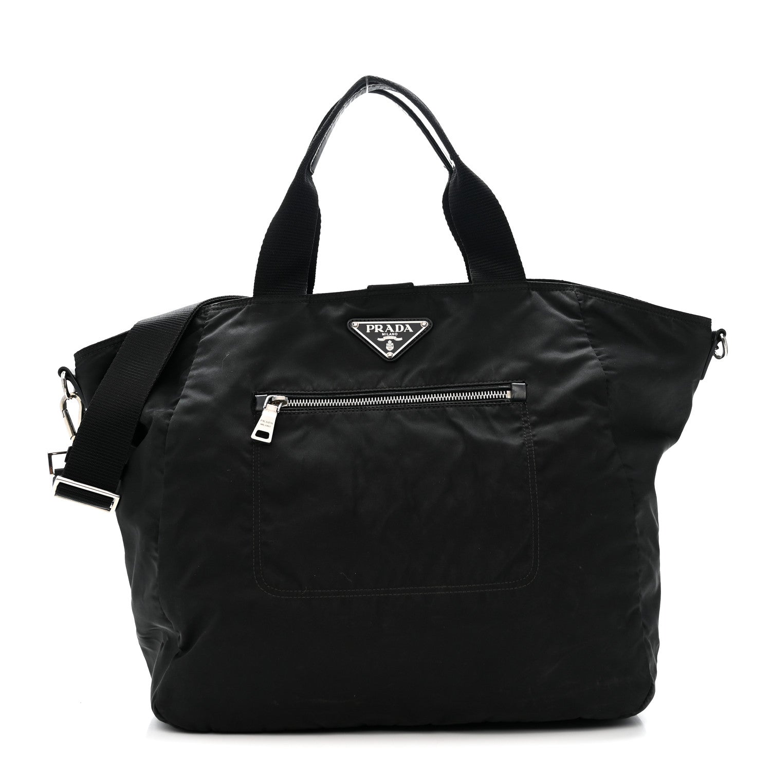 Tessuto Nylon Zip Convertible Tote Black
