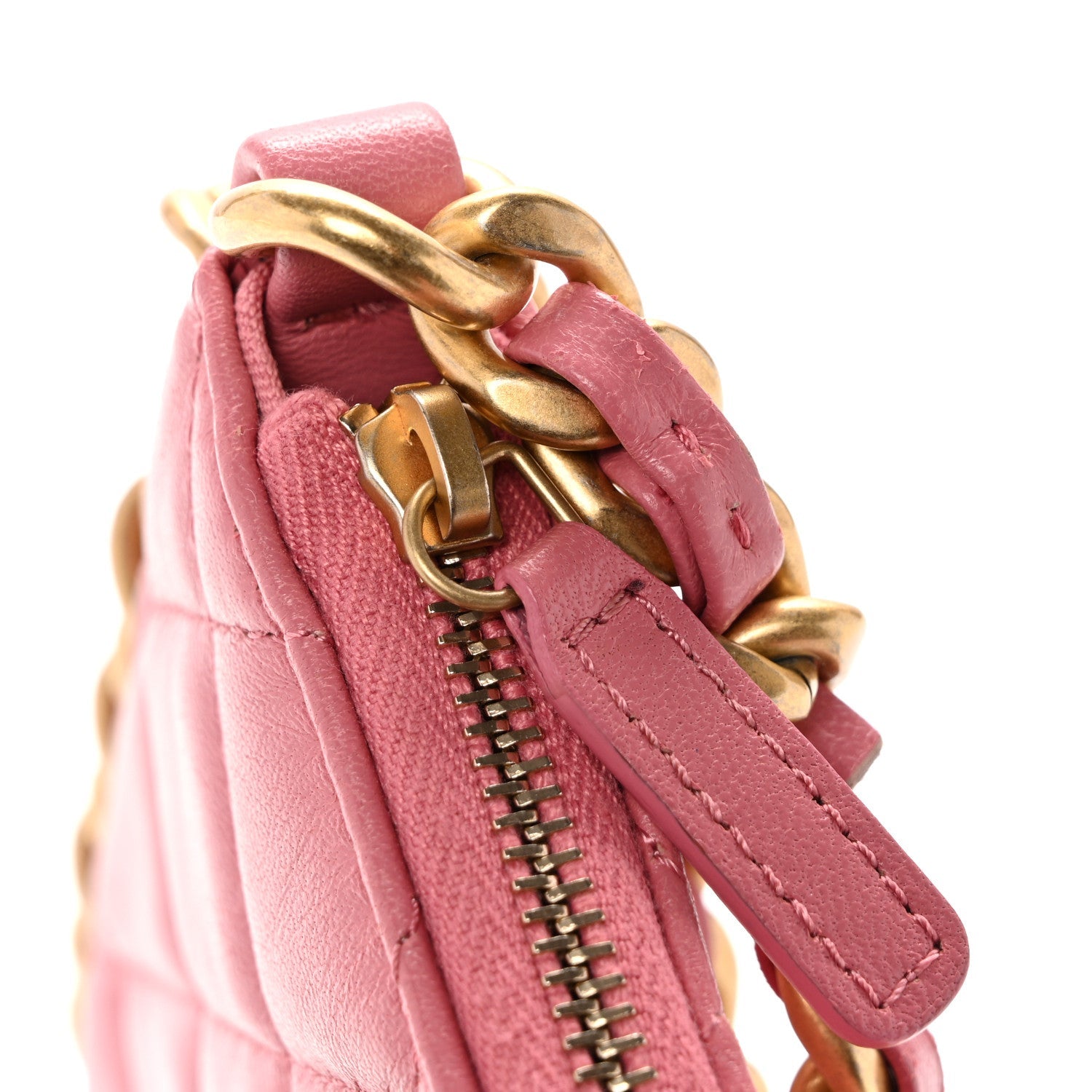 Lambskin Quilted Chain Around Top Handle Mini Bag Pink