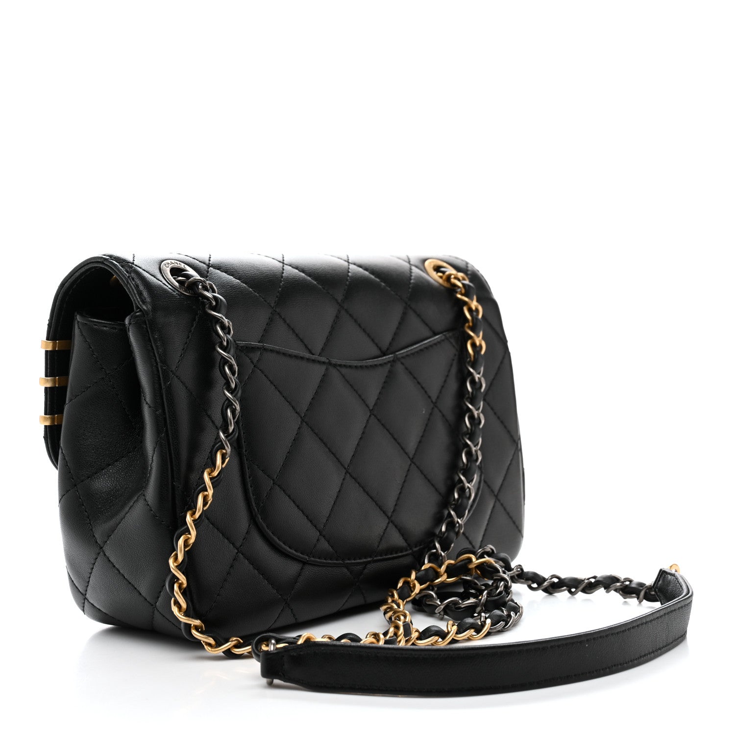 Lambskin Quilted Small Coco Clips Single Flap Black