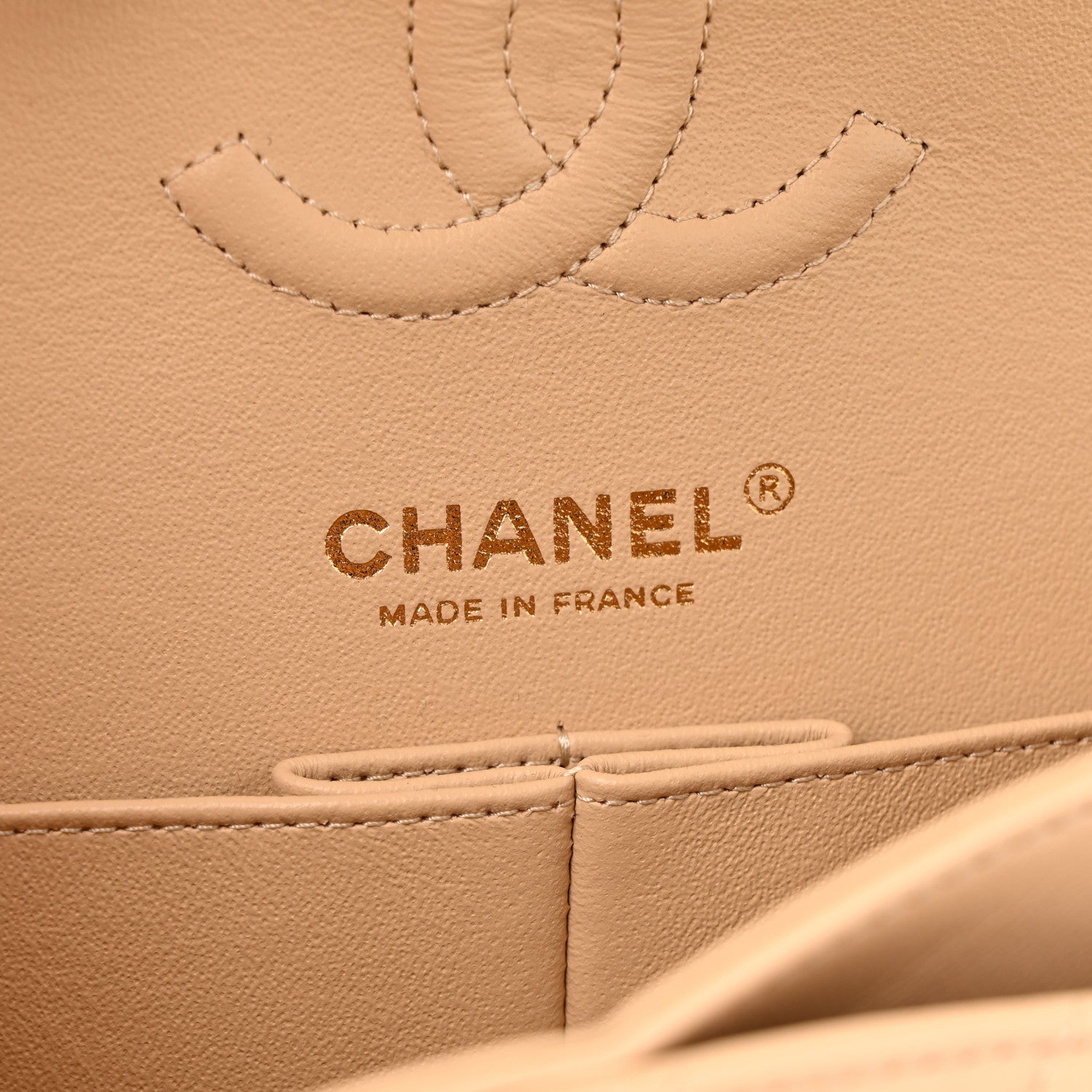 Lambskin Quilted Small Double Flap Beige