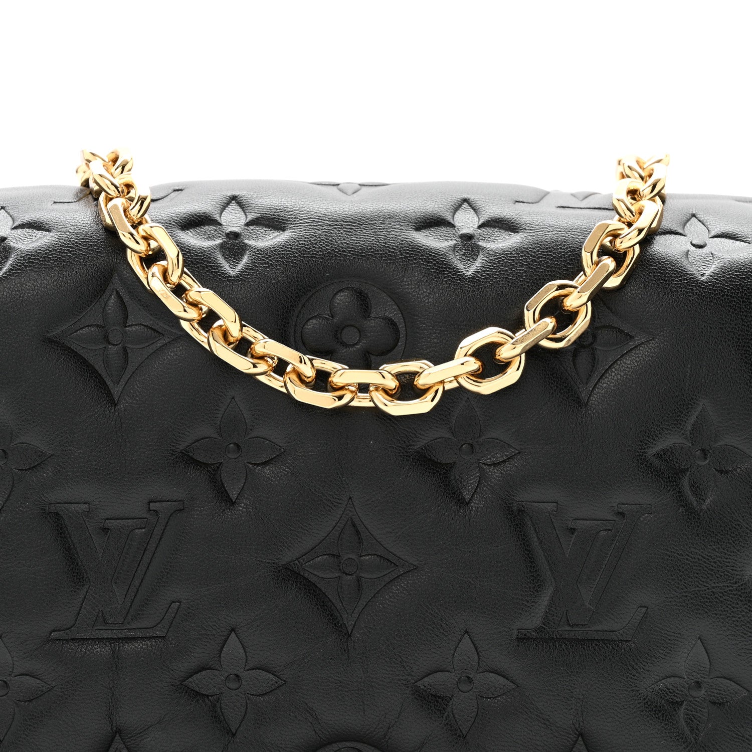 Lambskin Embossed Monogram Pochette Coussin Black